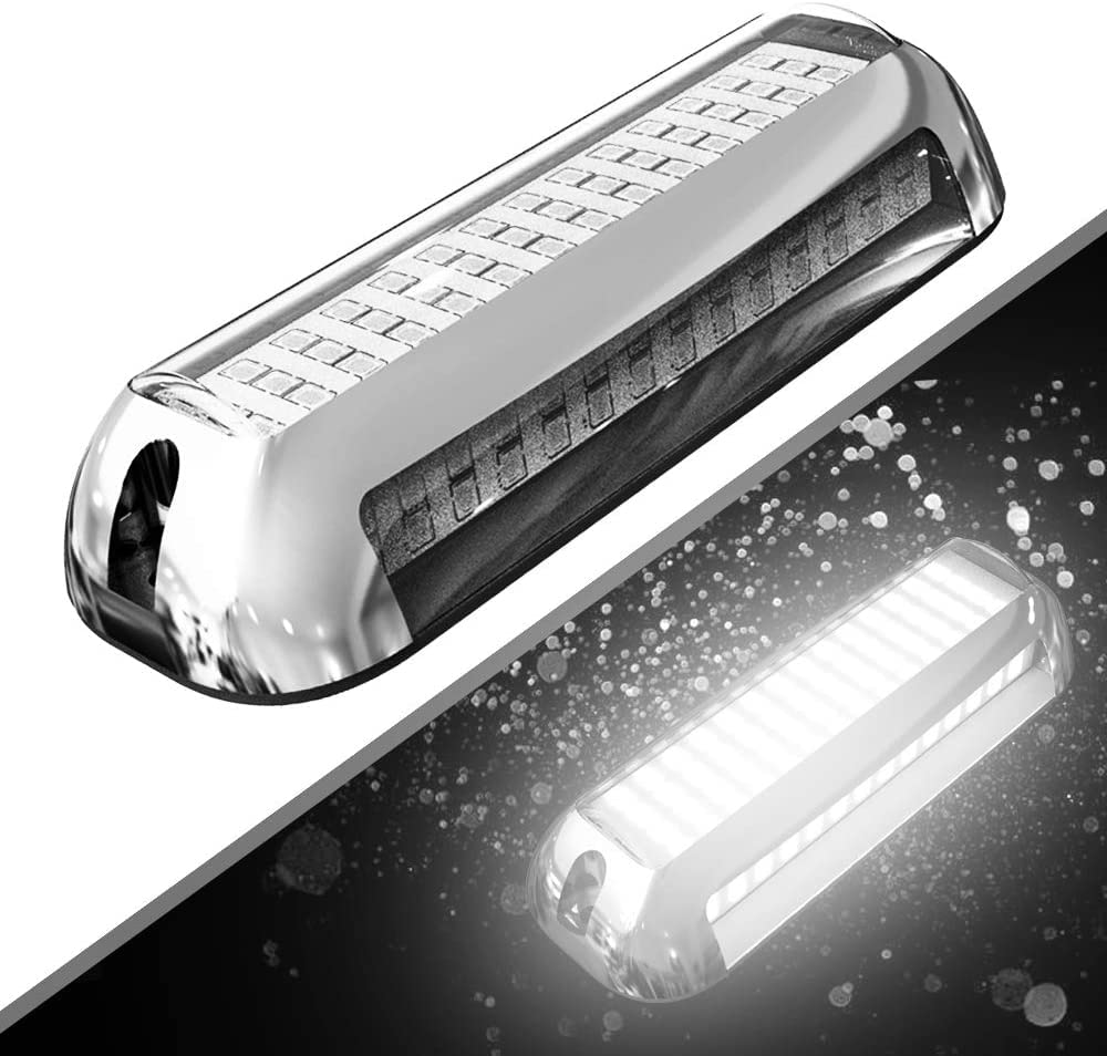HUSUKU Marine LED Underwater Boat Light 3000LM 180° IP68 Waterproof 316 Stainless Steel White Plus Model