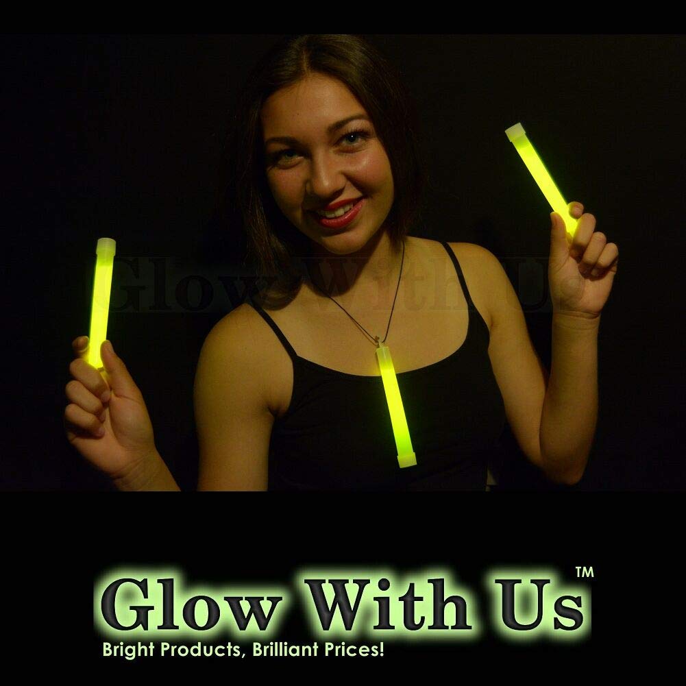 Glow Sticks Bulk Wholesale, 600 6    Industrial Grade Yellow Light Sticks. Bright Color, Glow 12-14 Hrs, Safety Glow Stick With