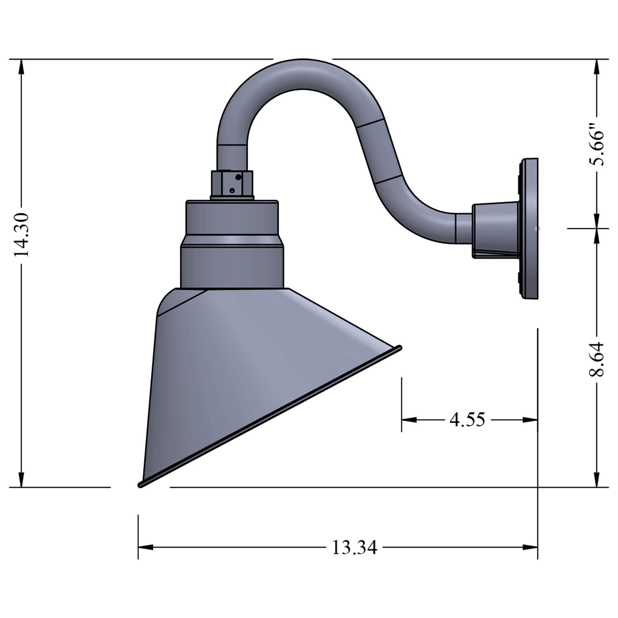HTM LIGHTING SOLUTIONS Gooseneck Sign Light Fixture - 10in. Satin Black, Alloy Steel, UL Listed, Model SAS10-BK-SGN10-BK-9WA195