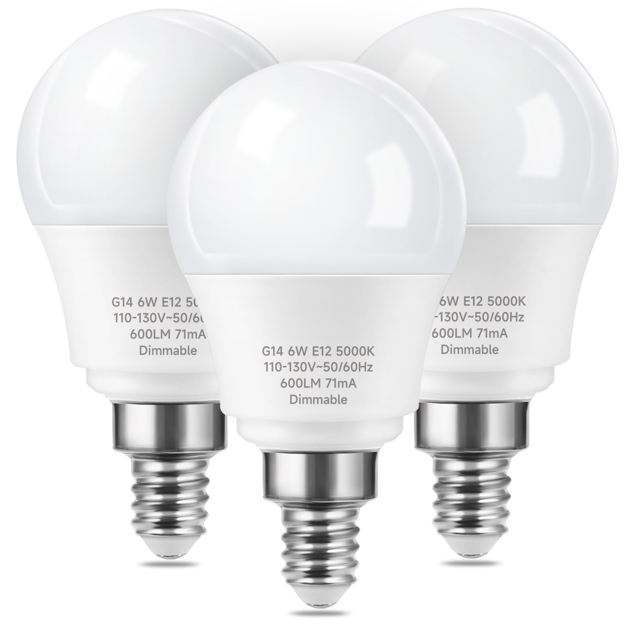 Prosperbiz Led Ceiling Fan Light Bulbs, Dimmable E12 Small Base Light Bulb 5000K Daylight, 6W Equivalent 60 Watt, G14 Chandelier