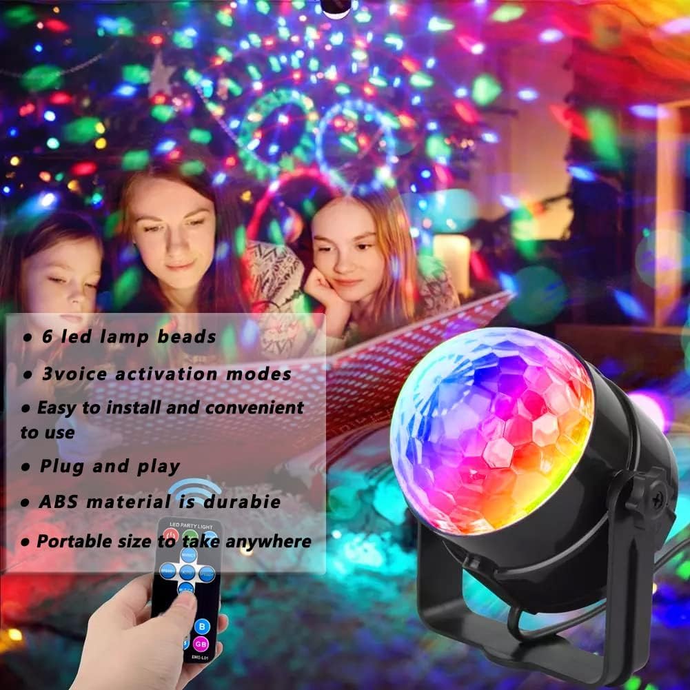 Yiixuyo Disco Ball Light - 7 Color LED Strobe with Remote Control, Mini Portable for Parties, DJ, Karaoke, Model EMS-10, ABS Material