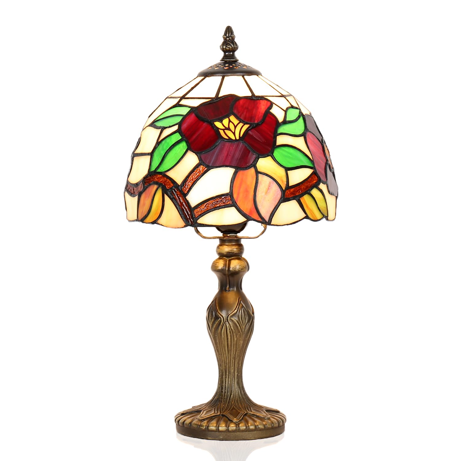 TFNALNB Tiffany Table Lamp, Stained Glass Lamp, Haitang Flower Style, 8 Inch Small Night Light, for Bedroom Living Room Office