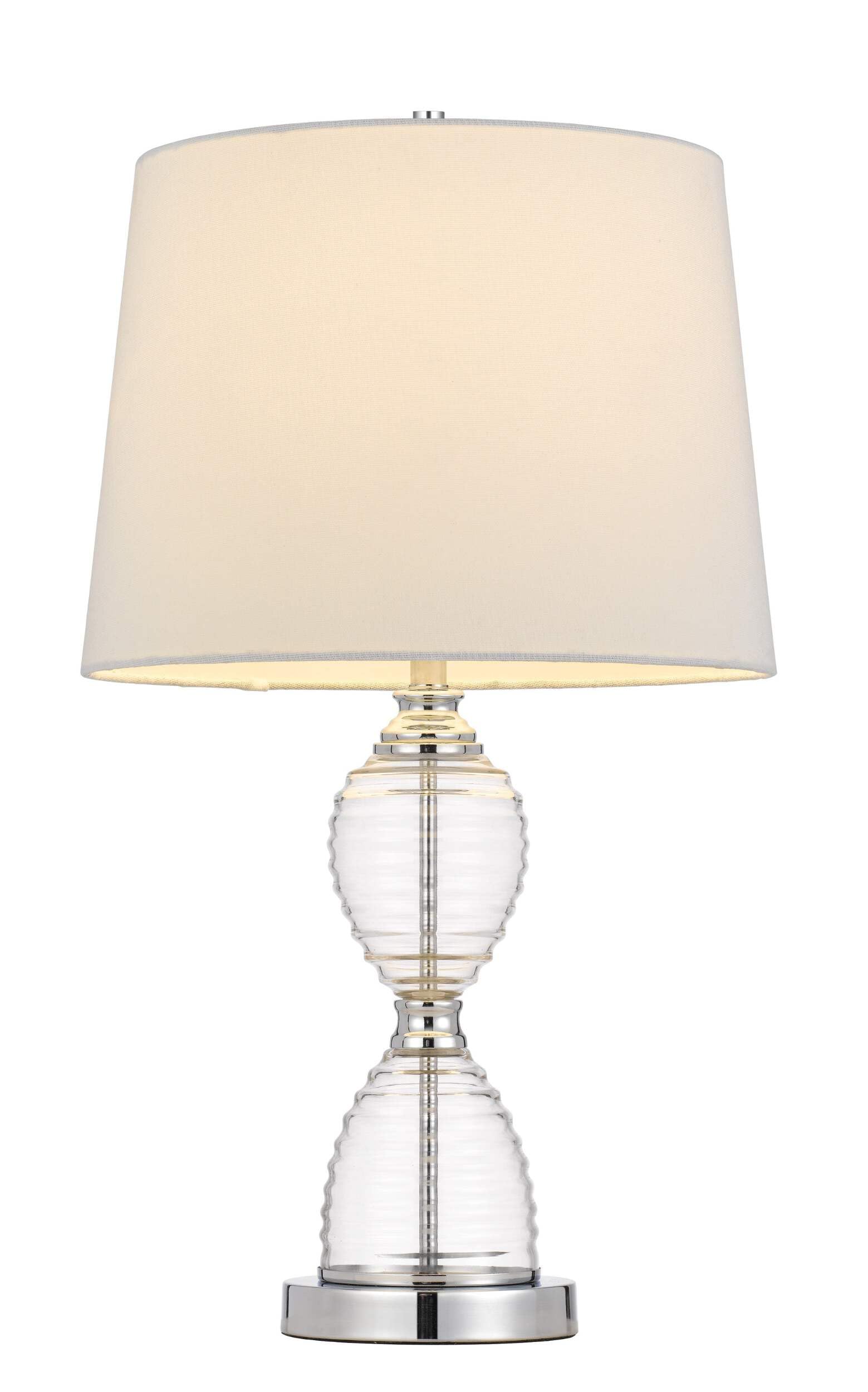 Homeroots 24 In. Metal Table Lamp With Empire Shade - Clear & White, Model 524726