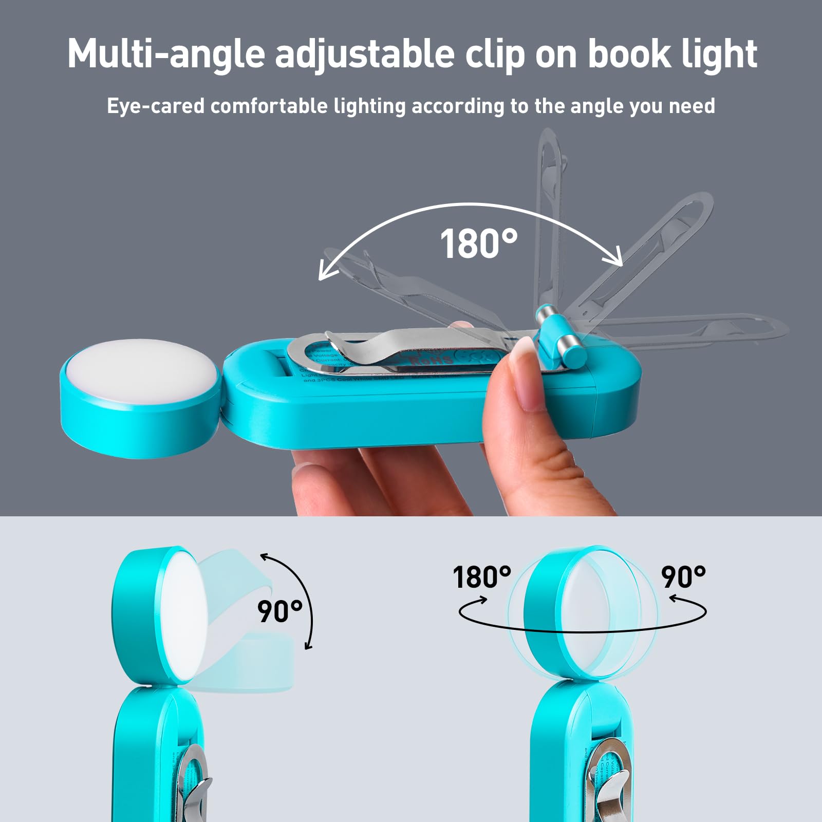 VAVOFO USB Rechargeable Book Light, Amber Clip-On, 6 LEDs, Blue Light Blocking, Model KM-6776, Eye Care for Reading in Bed
