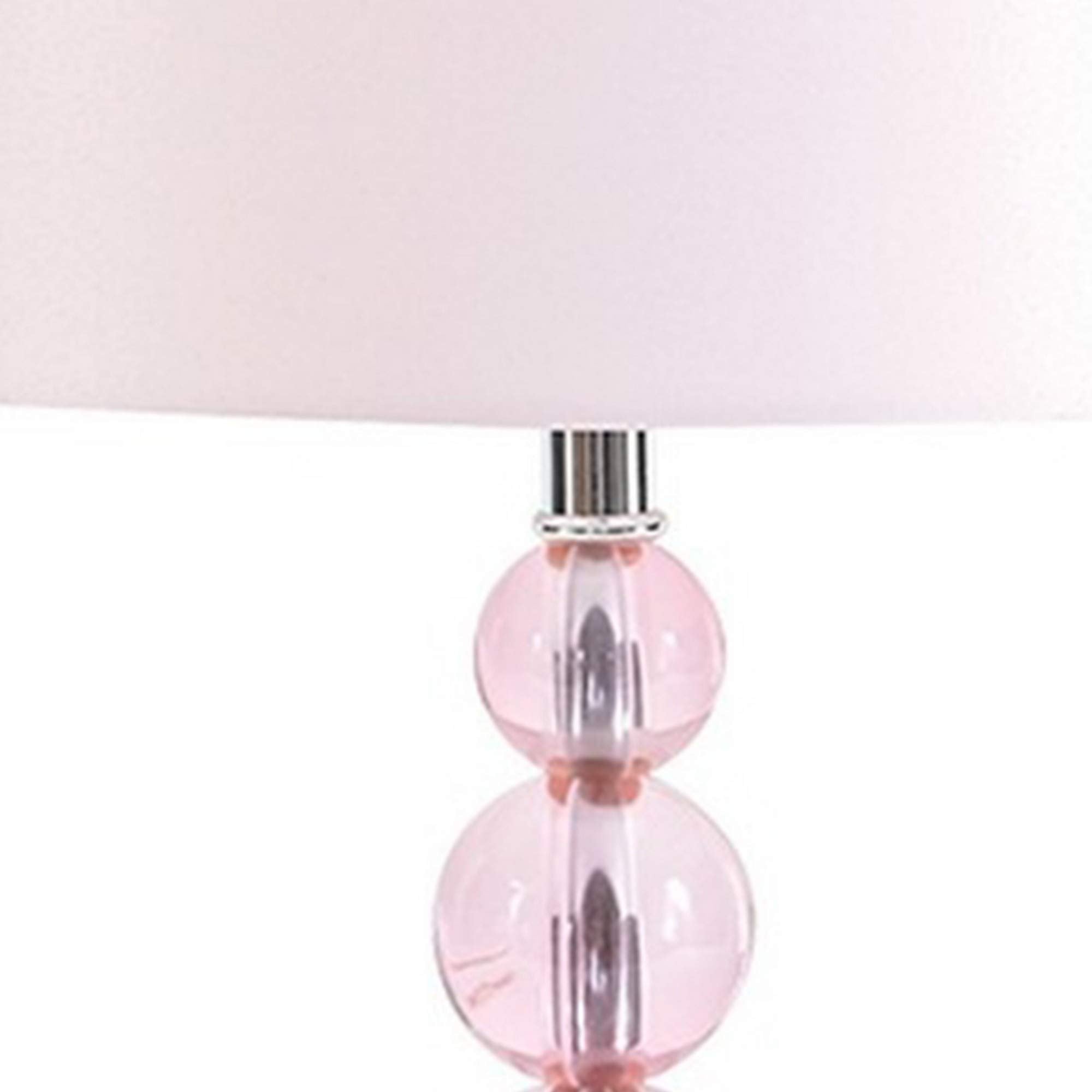 Benjara Bm230974 Hardback Shade Table Lamp With Crystal Accents, Pink