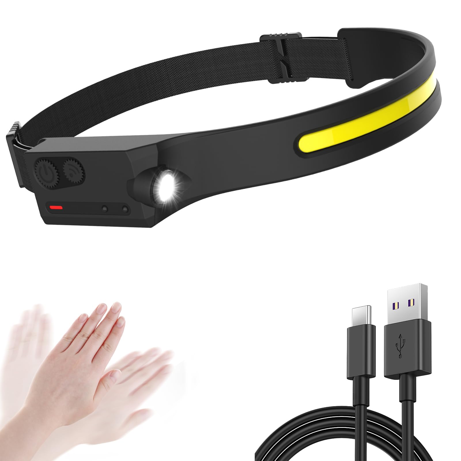 Pristar LED Rechargeable Headlamp - 350 Lumen, 230° Beam, 5 Modes, Black, Silicone, 1 Pack
