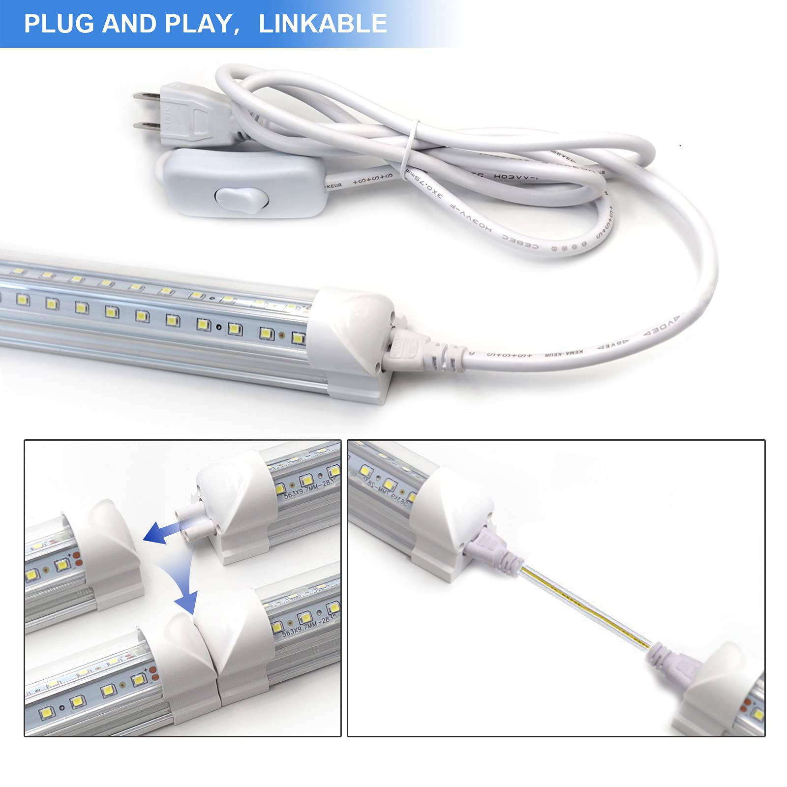 Phiwicsh LED Shop Light 4FT, 40W 5400LM, 6500K, V Shape, Aluminum, 10 Pack