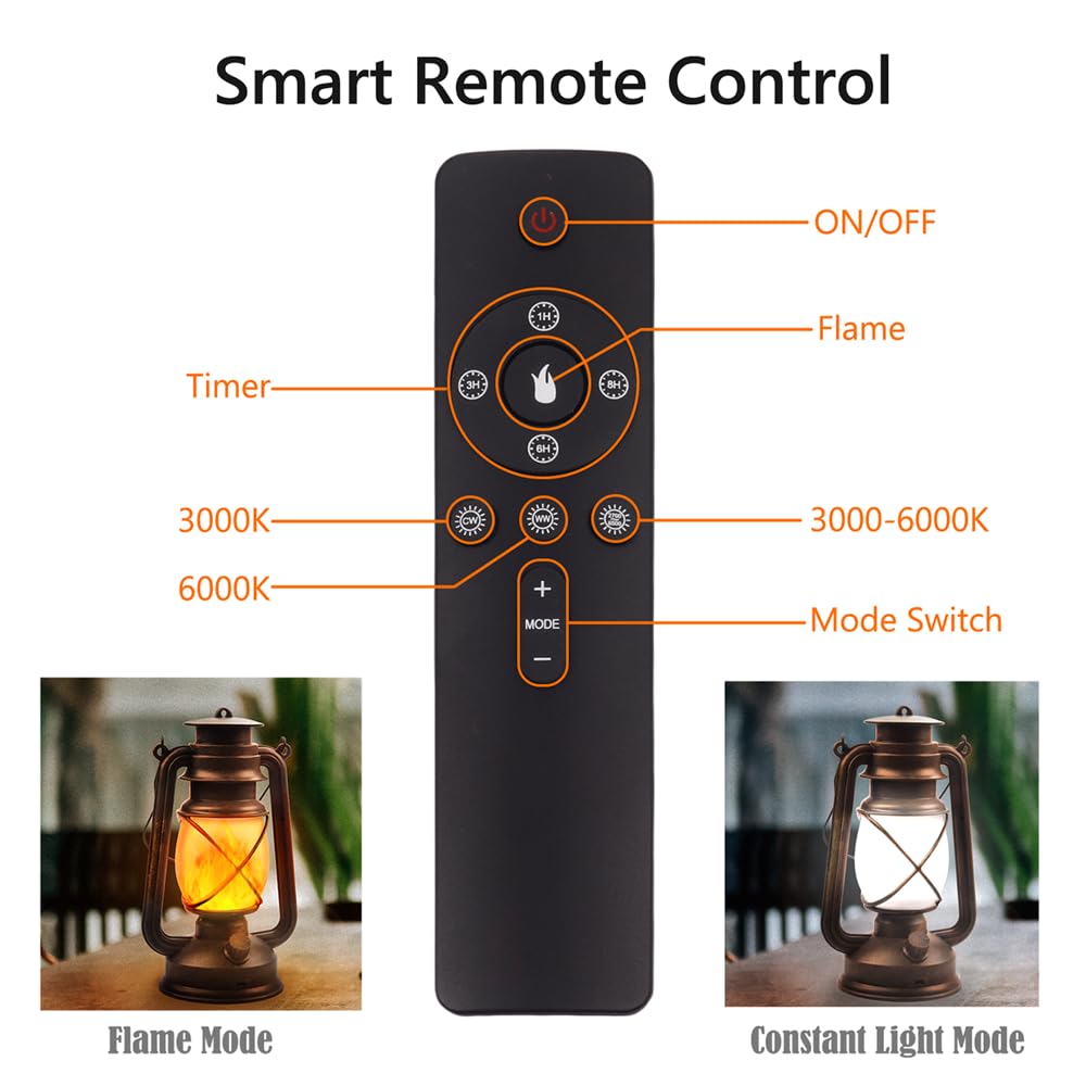 Lantern Led Battery Powered Camping Lamp Outdoor Hanging Lantern Flickering Flame Rechargeable Retro Lanterns Remote Control 4 M