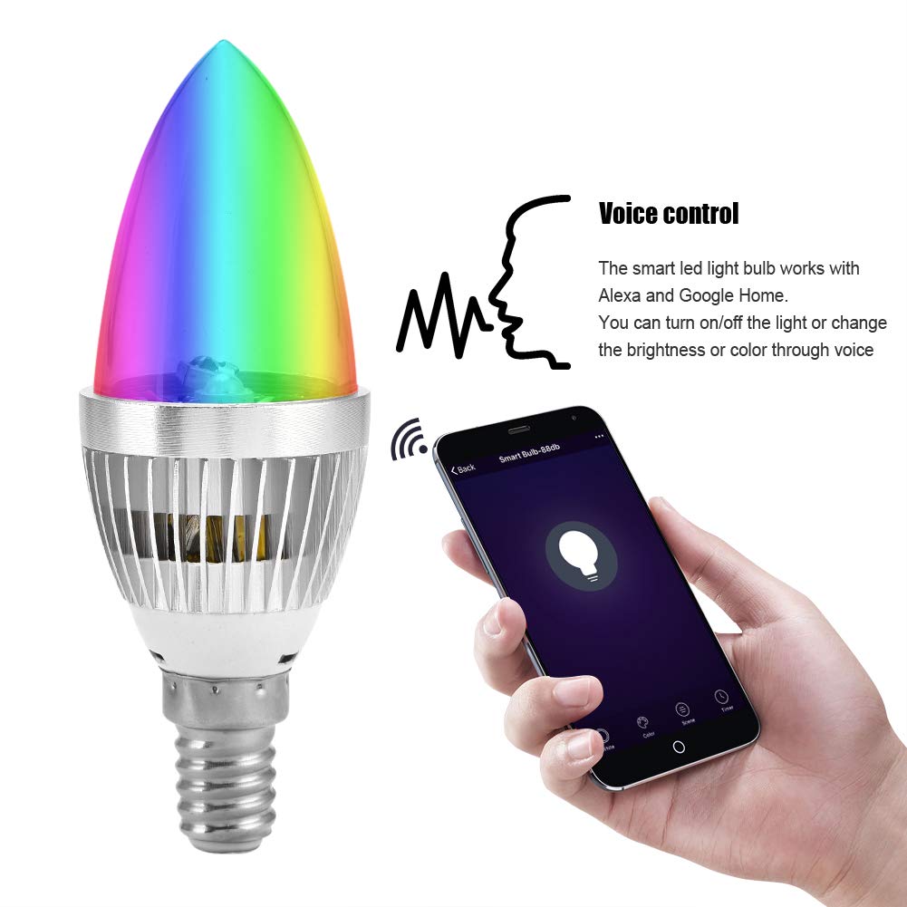 Atyhao RGB Candle Light, E14 E12 3W RGB LED Color Changing Candle Light Lamp Bulb Remote Control Kit for Corridors, Toilets, Cor