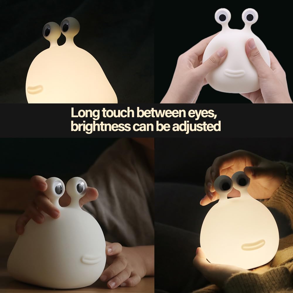 Myratts Led Cute Slug Night Light, Dimmable Kawaii Lamps, Super Squishy Silicone USB Rechargeable Touch Control Night Lamp, Used