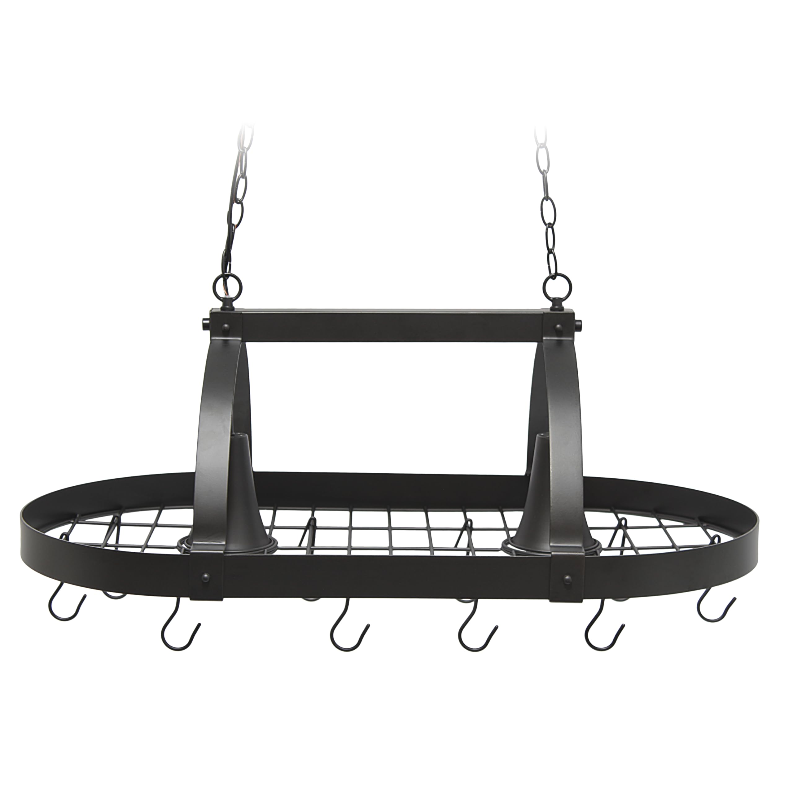 Elegant Designs Pr1000-Orb Home Collection 2 Light Kitchen Pot Rack With Downlights, Oil Rubbed Bronze