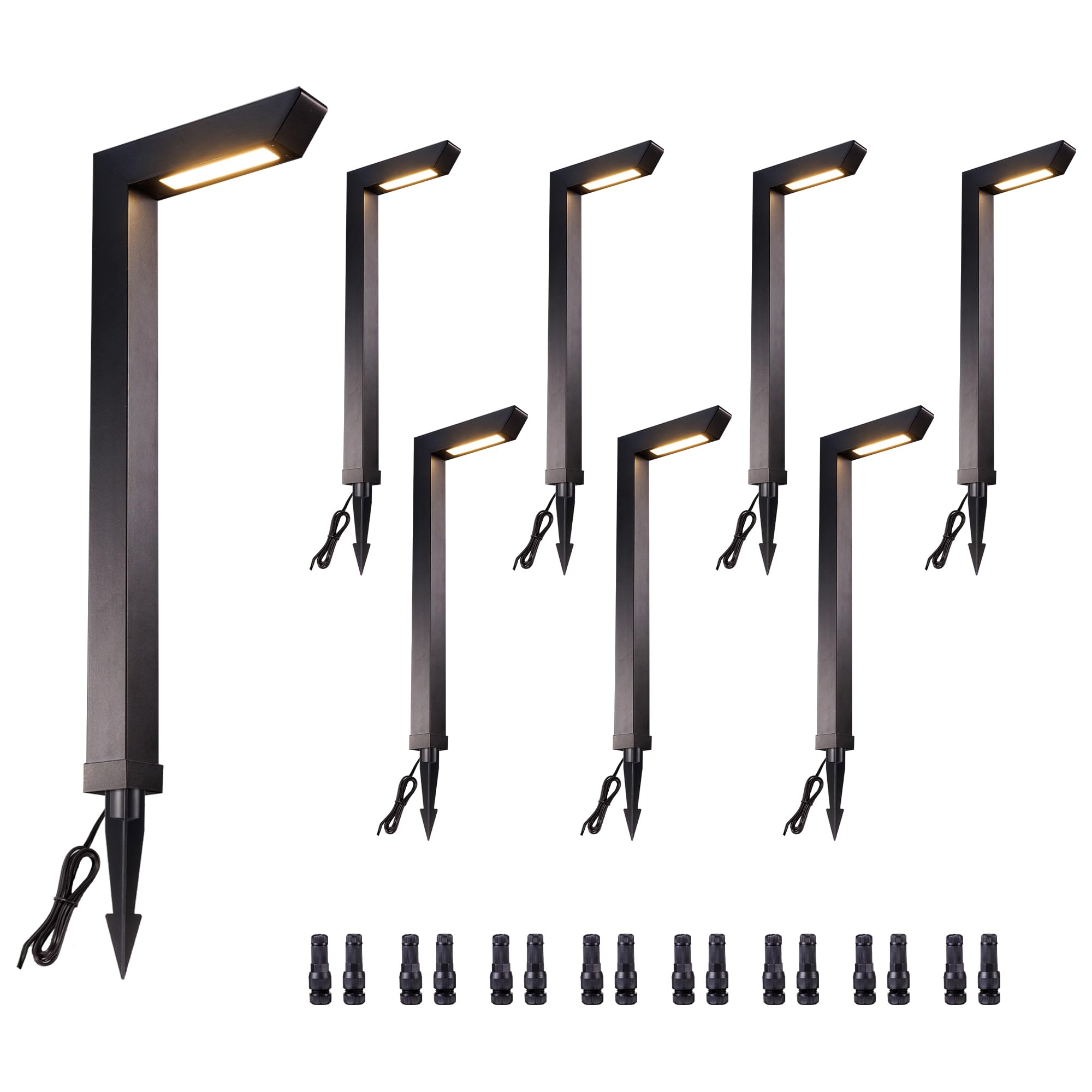 Varmtalys LED Pathway Lights Wired, 12V Landscape Path Lights 3000K/4000K/5000K Adjustable, Low Voltage Outdoor Waterproof, 5W 2