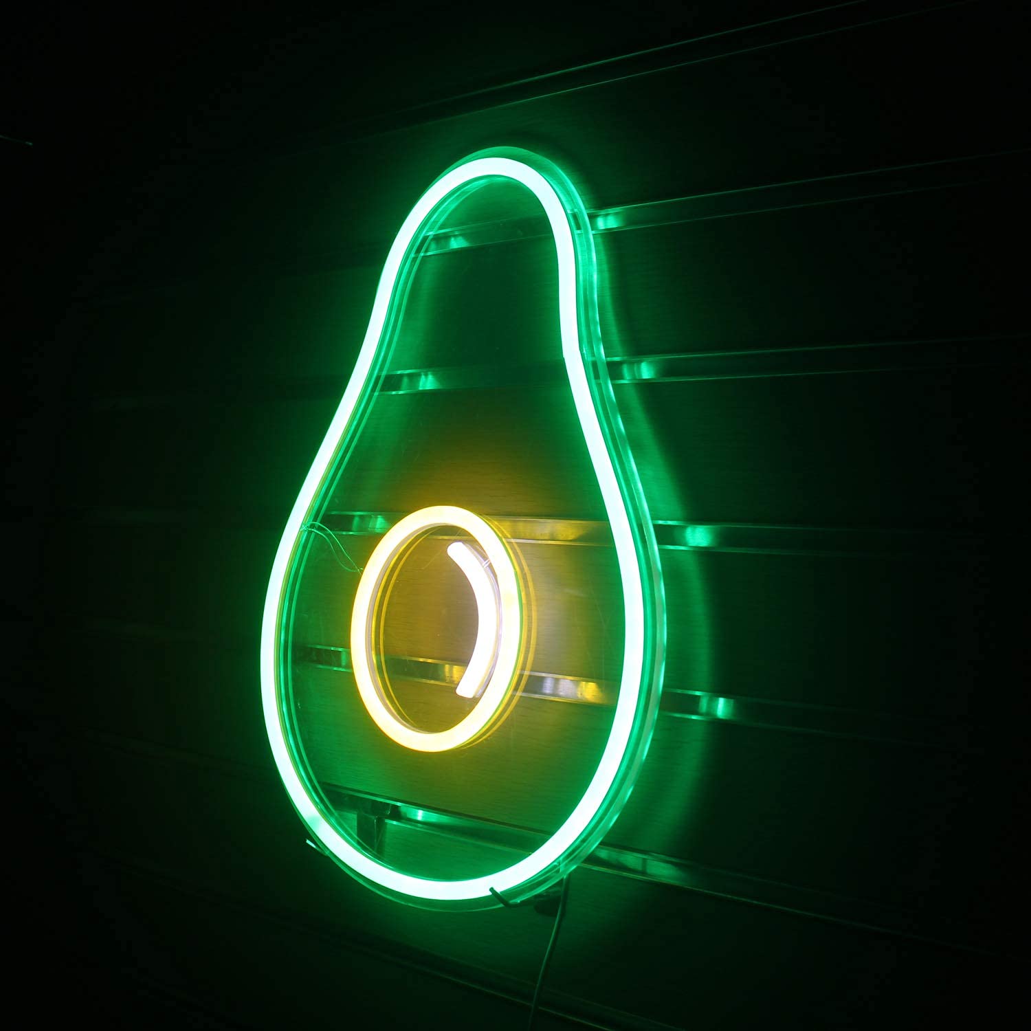 LUCUNSTAR LED Neon Sign - Avocado Light Up Wall Decor - Green Glass - USB Powered - Cute for Kids Room, Bedroom, Store, Parties