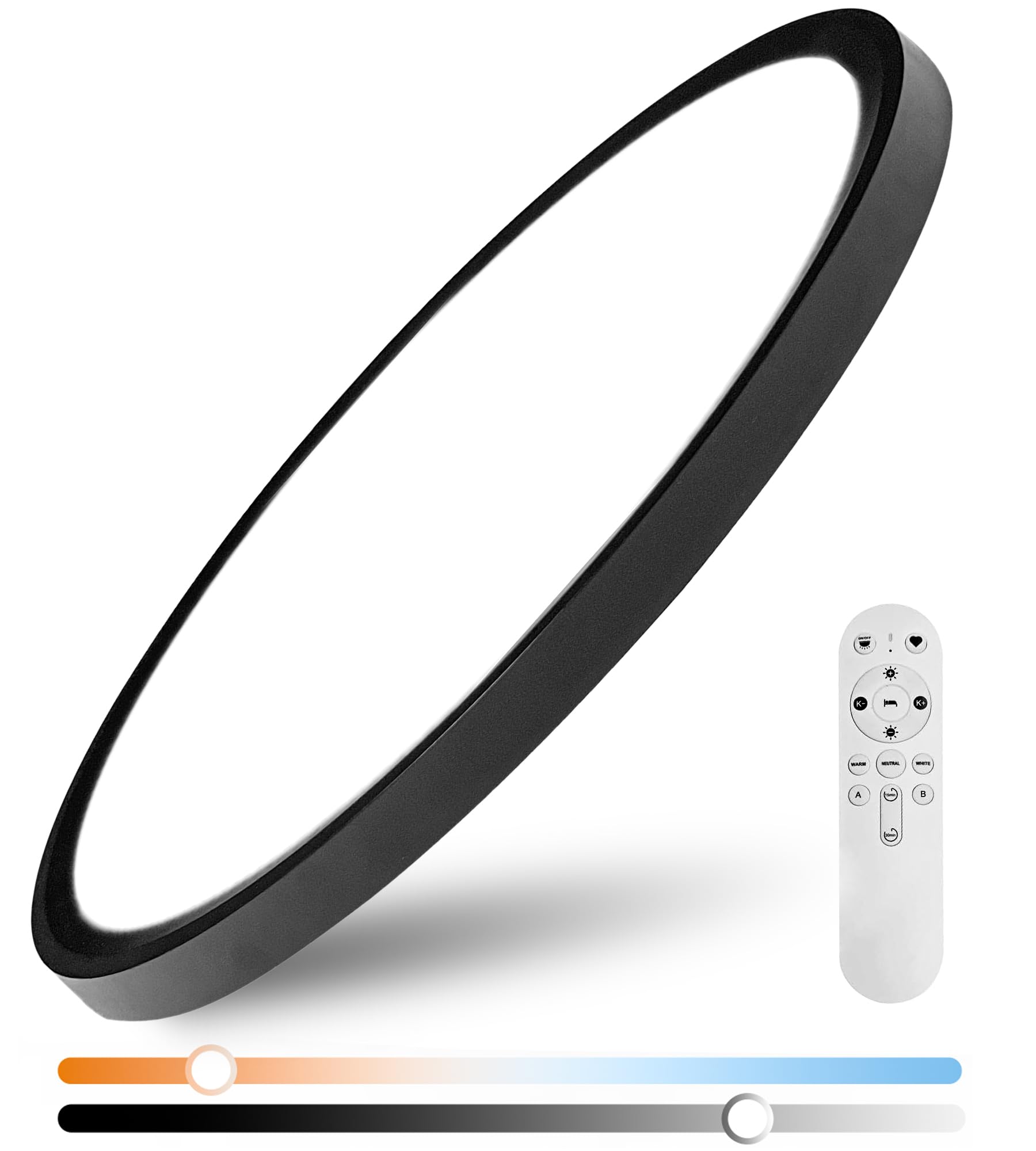 YELIOLED 20 Inch LED Flush Mount Ceiling Light, 42W 4200LM Dimmable, Color Temp 2700K-6500K, Remote Control, Black