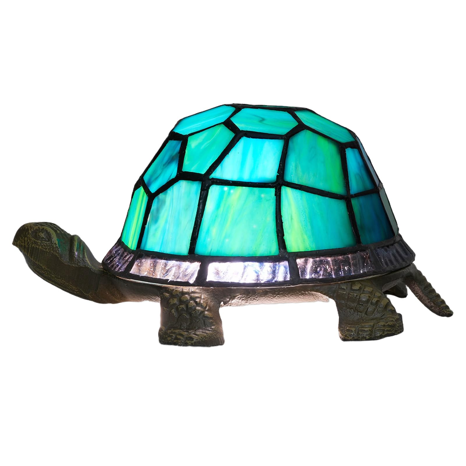 NUODITOS Turtle Night Light Tiffany Style Stained Glass Accent Lamp Kids Gifts Bedside Table Lamp Home Decor Small Nightstand De