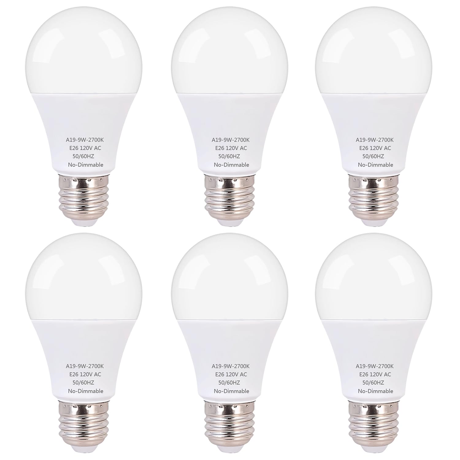 Zwwyvv Led Light Bulb,A19 60 Watt Equivalent, Energy Efficient 9W,800 Lumens, 2700K Soft Warm White, Non-Dimmable, Long Lifetime