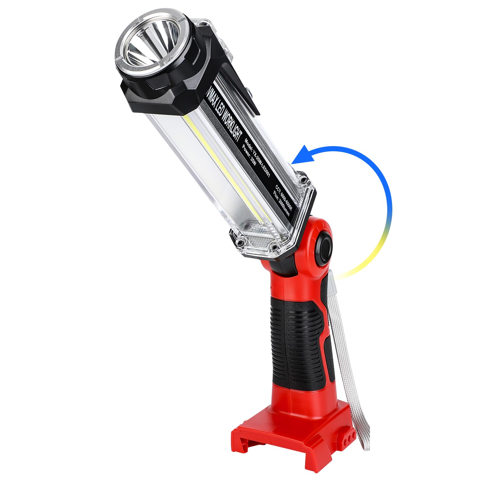 Mewryytuo Flashlight Work Light for Milwaukee M18 18V Battery, 35W Floodlight 2000LM Work Lights Spotlight Downlights, Portable 