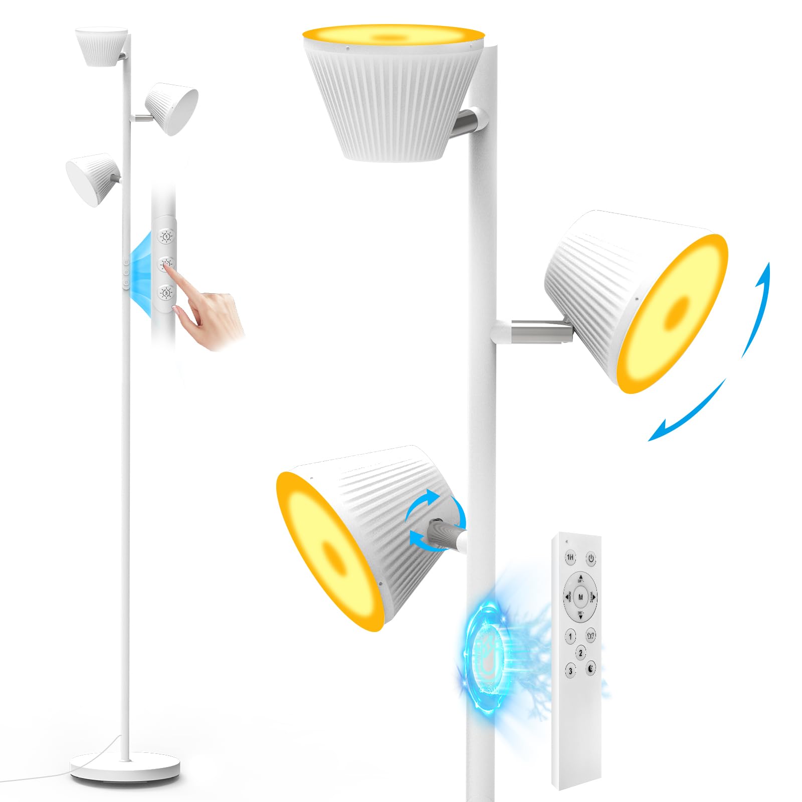 Pesken White 42W Tree Floor Lamp, Super Bright LED Standing Lamp with Remote, Modern Dimmable Floor Lamps,Individual Control, Ro