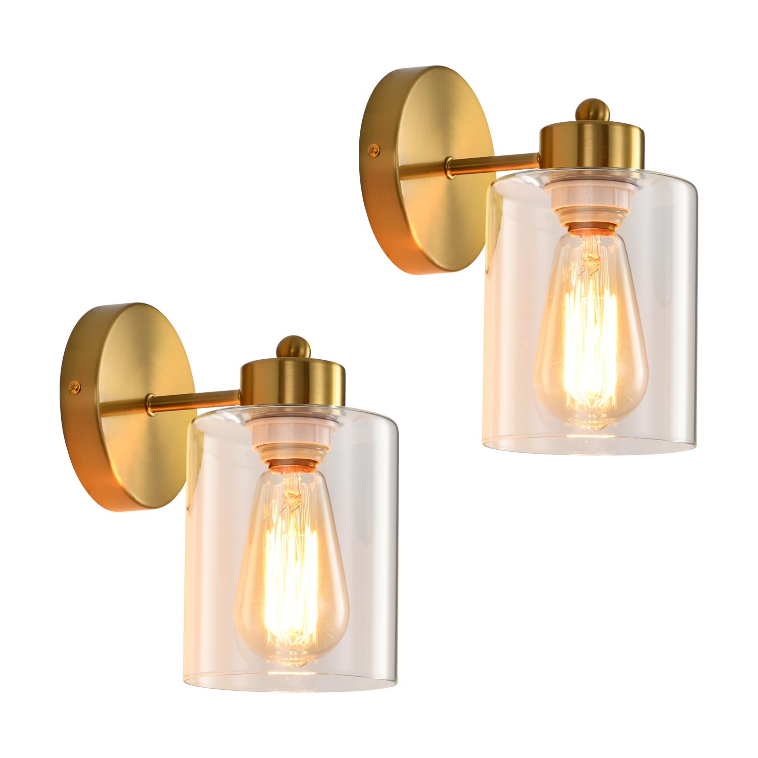 Kenmi Metal Sconces Wall Lighting With Clear Glass Shade, Bathroom Vanity Light Matte Black Wall Sconce, Modern Wall Light Fixtu