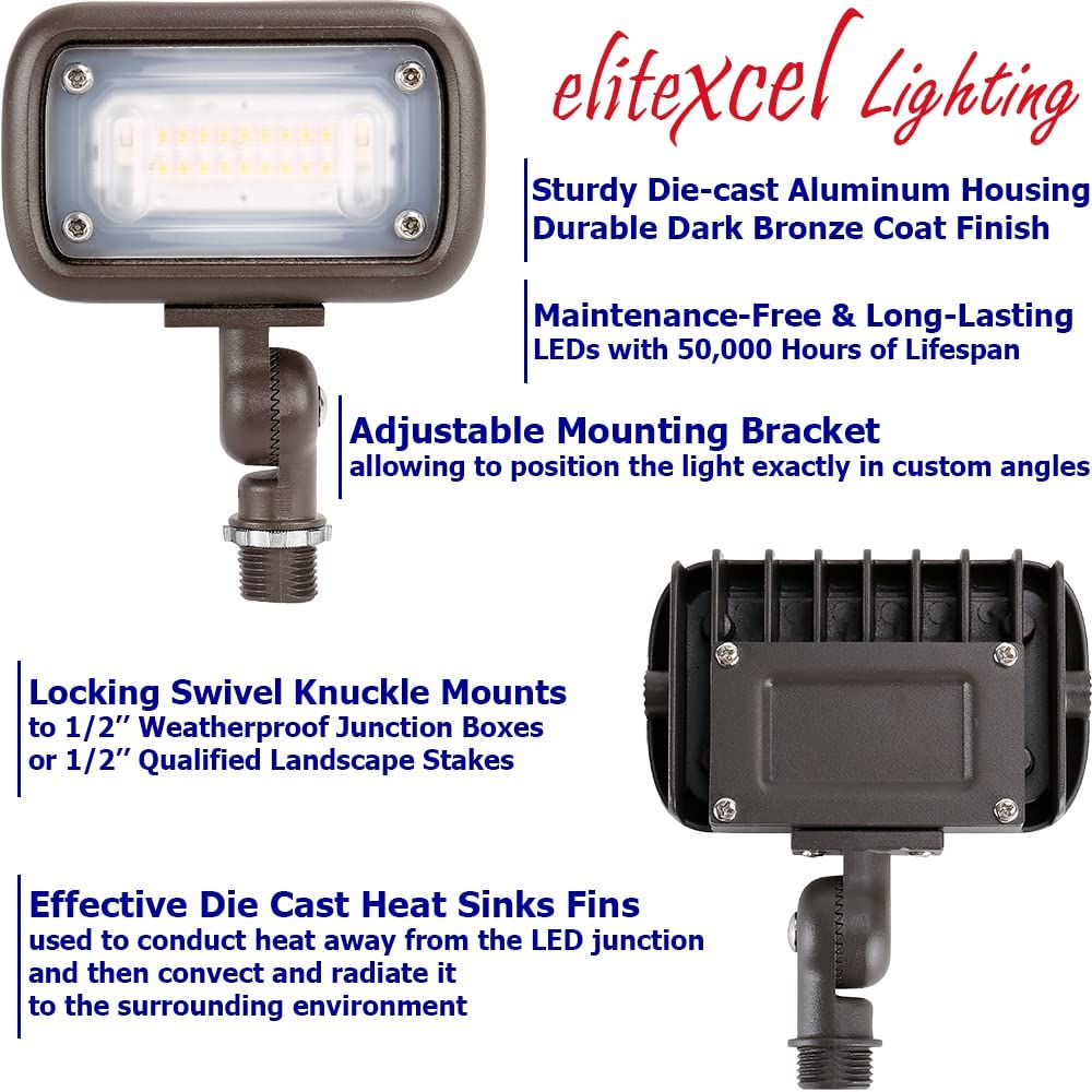 high-standardxcel Flood Lights Outdoor  Gen2 15W Landscape Lighting  50W Mh Replace With 1500 Lumen 5000K Daylight Spotlight  120-277V Garage Yard Patio Tree Security Light  Ul-Listed  5 Years Warranty