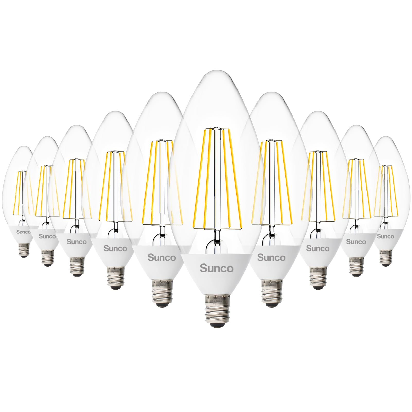 Sunco 10 Pack Led B11 Light Bulb Dusk To Dawn Candelabra, 5W Equivalent 40W, Cri91 4000K Cool White, 500 Lumens, Edison Vintage
