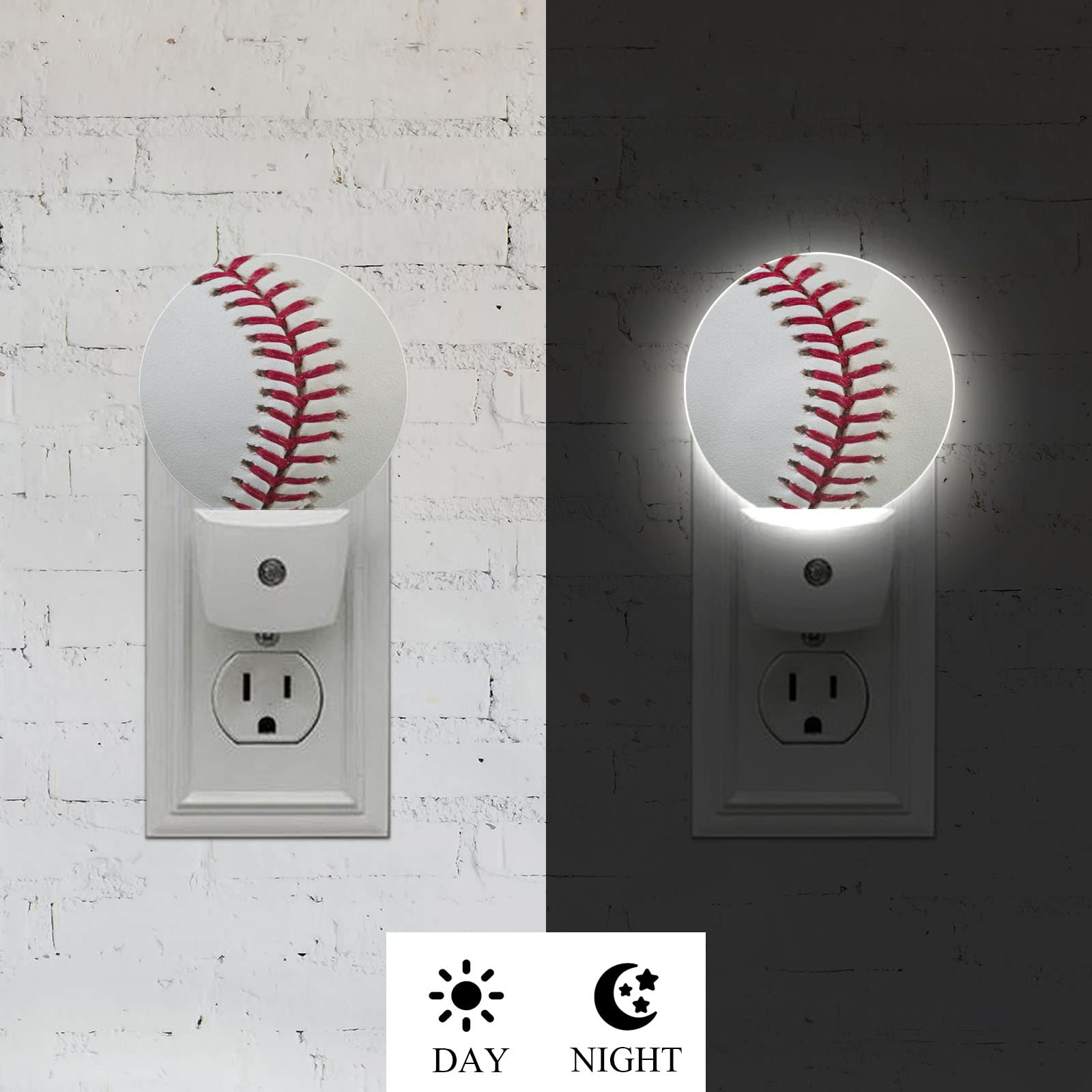 Axayaz Baseball Stitching Led Night Light Ball Game Sports American Dusk To Dawn Round Lamp Auto Sensor For Bathroom Hallway Living Room