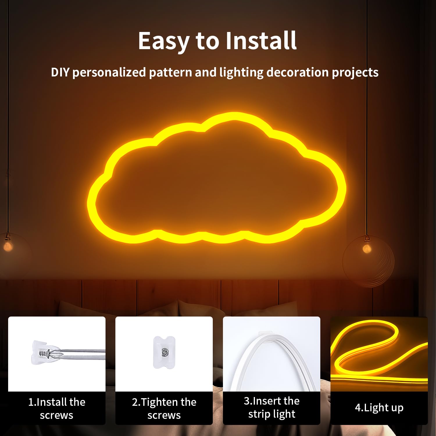 iNextStation LED Strip Lights, 16.4FT Waterproof Neon Light Strip, Silicone, Yellow, with Power Adapter, Model 8ee4c617-4af4-454b-a859