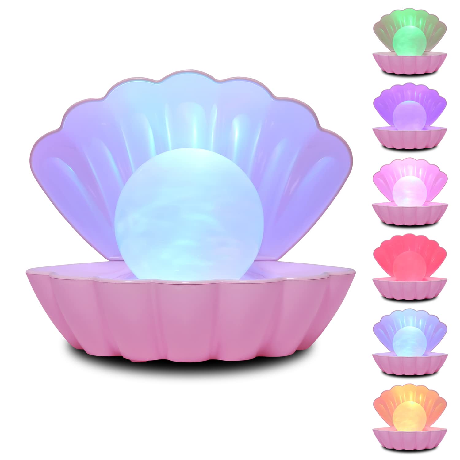 Lkua Pink Shell Pearl Night Light, Rgb Color Changing Led Lamp For Bedside & Bar