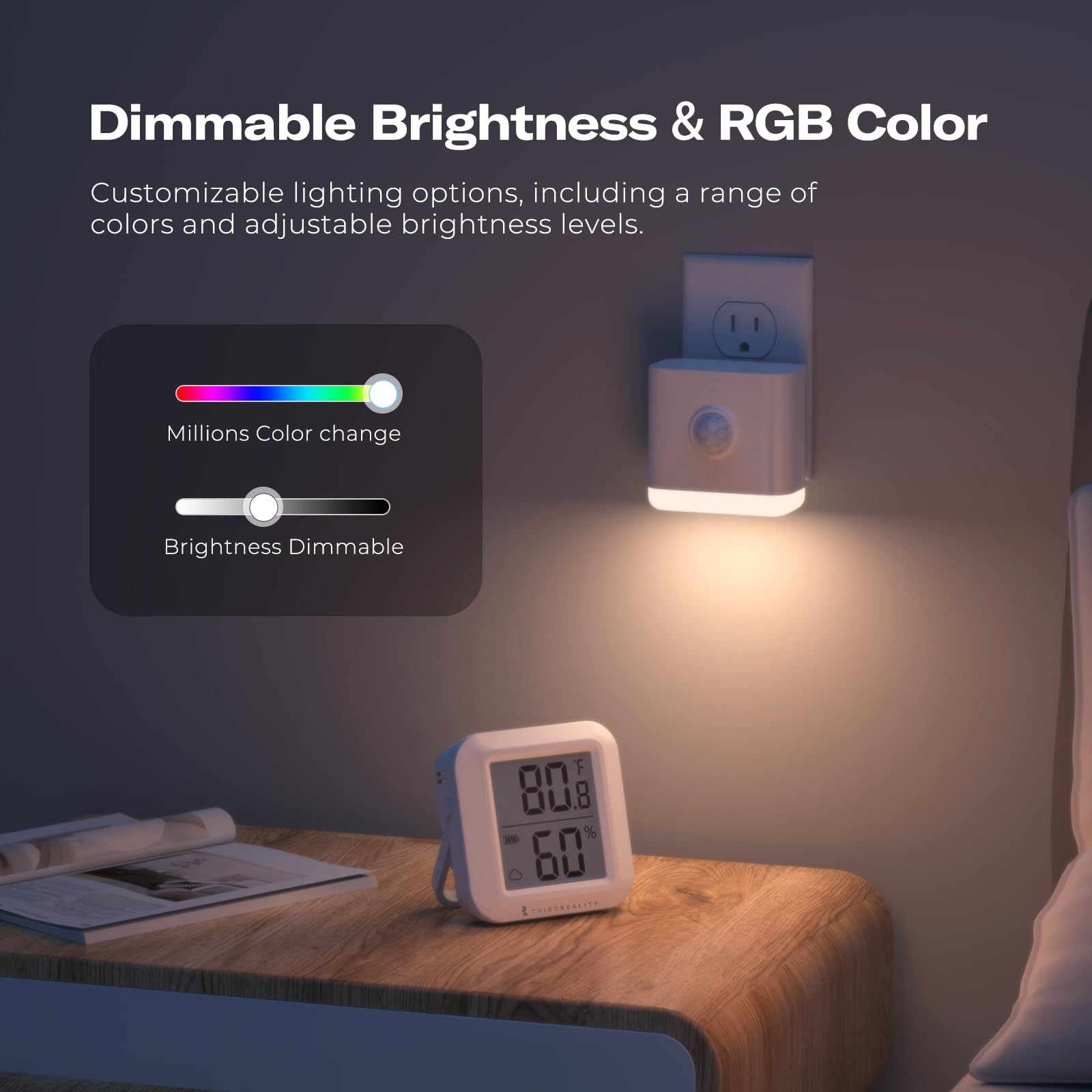 THIRDREALITY Smart Color Night Light 2 Pack, Multi-Function, WiFi Compatible, Works with SmartThings, Google Home, Alexa, Model P1MFCNLA2-W