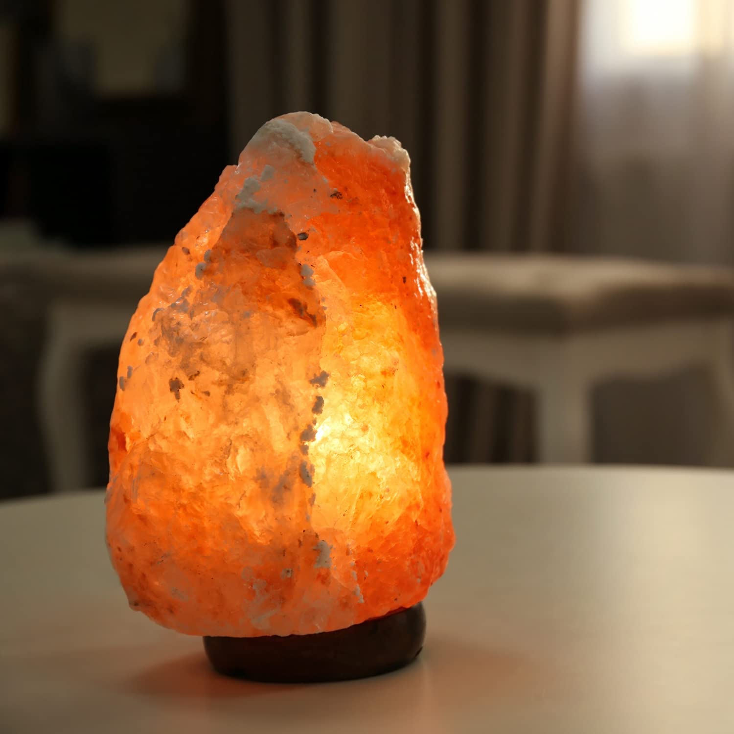 Spantik 7 Inch Himalayan Salt Lamp - Natural Crystal Rock, Dimmer Cord, Light Orange to Pink, Model SP01