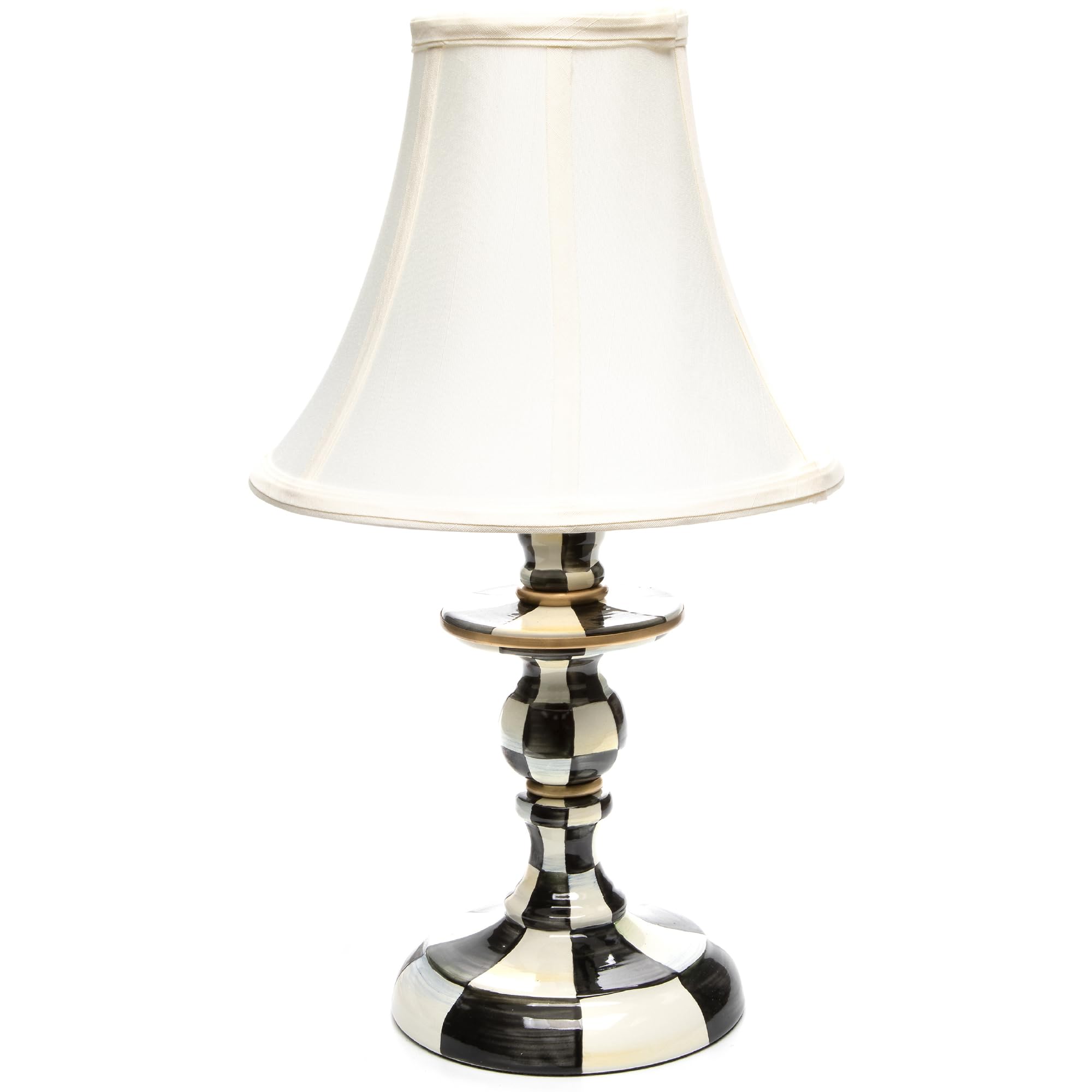 Mackenzie-Childs Candlestick Lamp, Decorative Lamp For Living Room Or Bedroom, Black-And-White Courtly Check