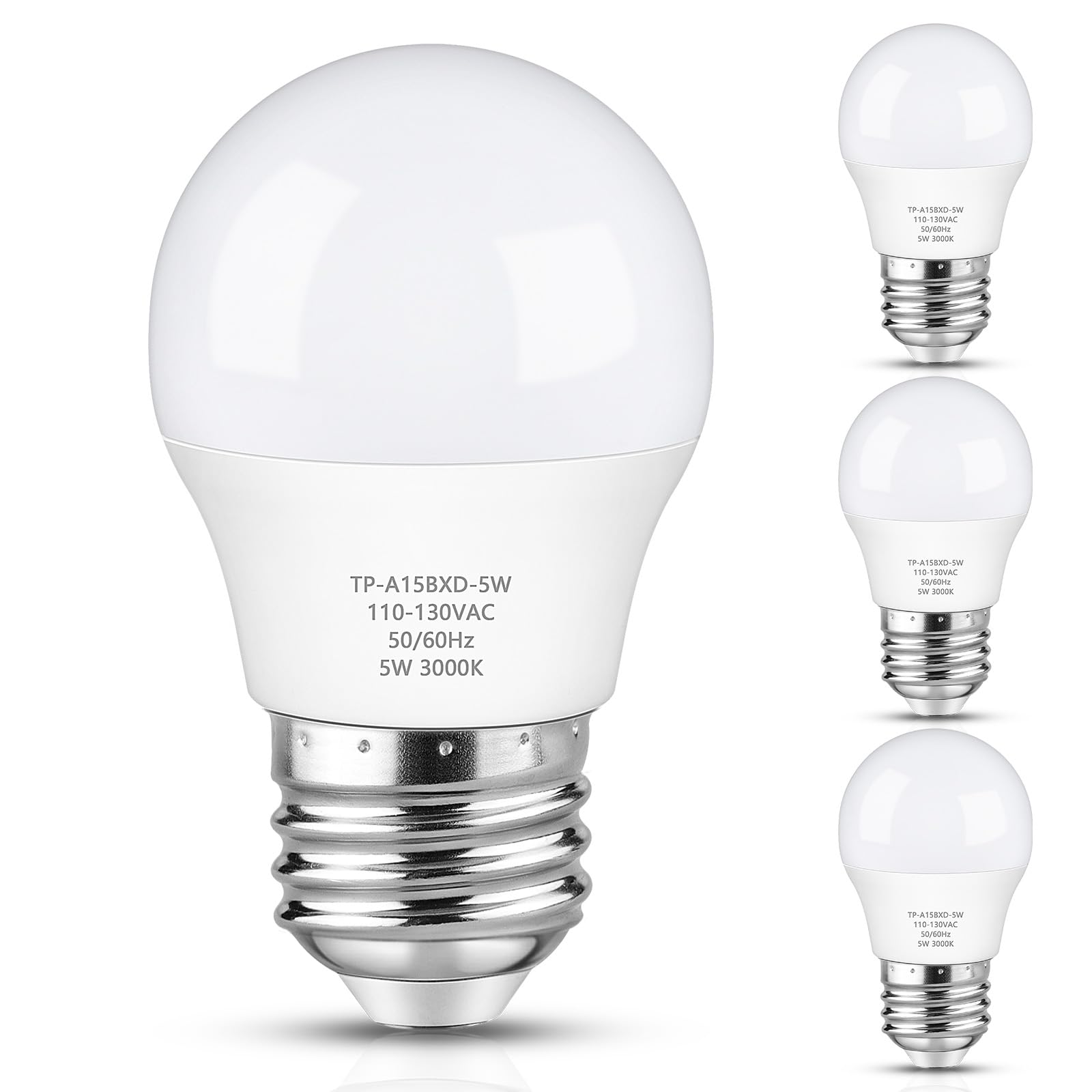 Maylaywood Led Refrigerator Light Bulb, 40 Watt Equivalent A15 Fridge Lights Waterproof Soft White 3000K 550Lm E26 Base 5W Appli