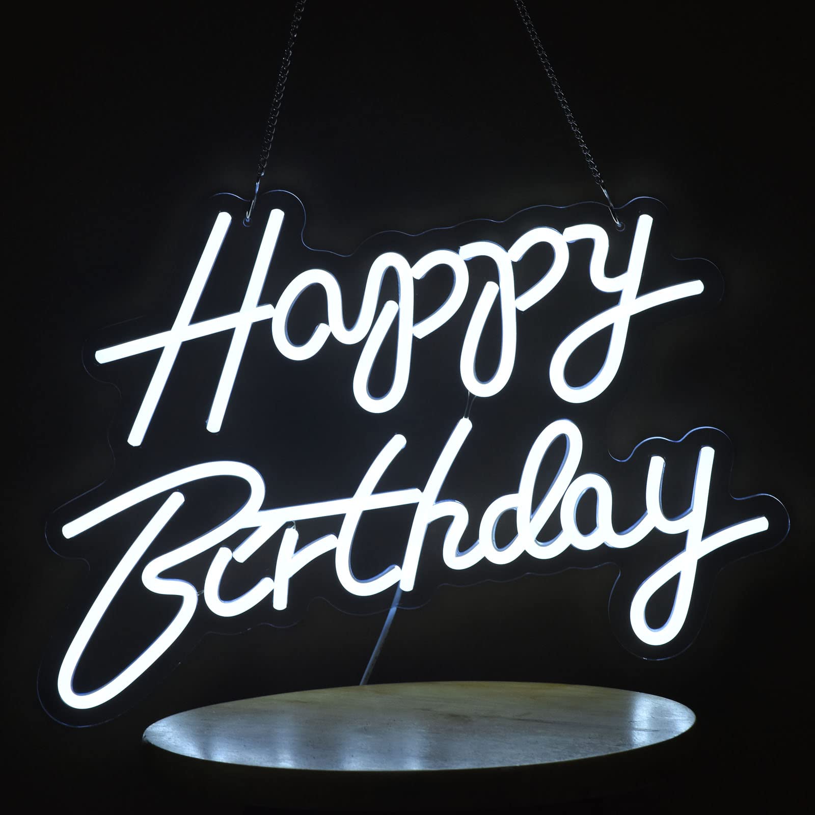 Neonhonba Happy Birthday Neon Sign, Dimmable, 17x12 inches, White Wall Decor