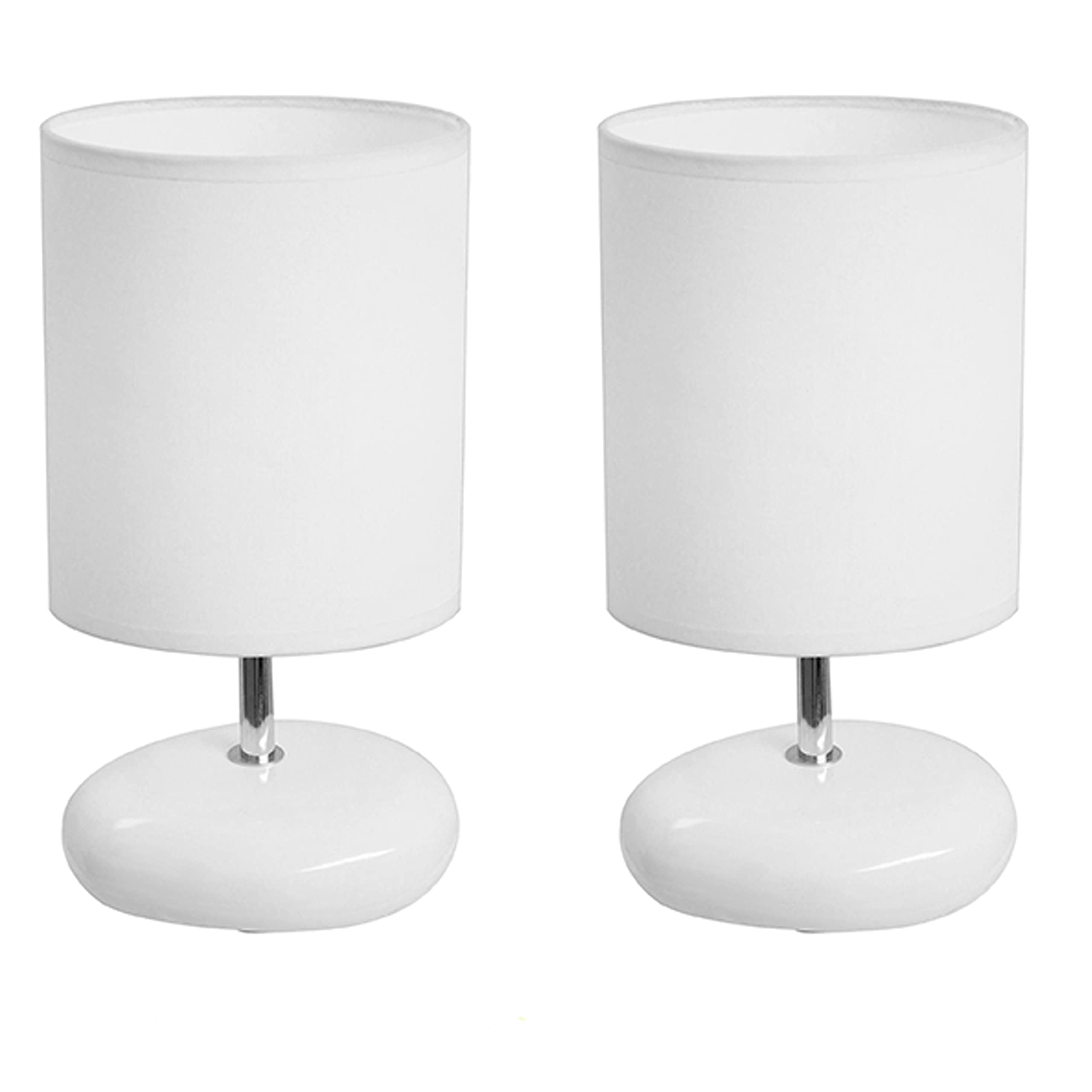 Simple Designs Lt2005-Wht-2Pk Bedside Table Lamp Set, Small, Ceramic, White, 2 Pack
