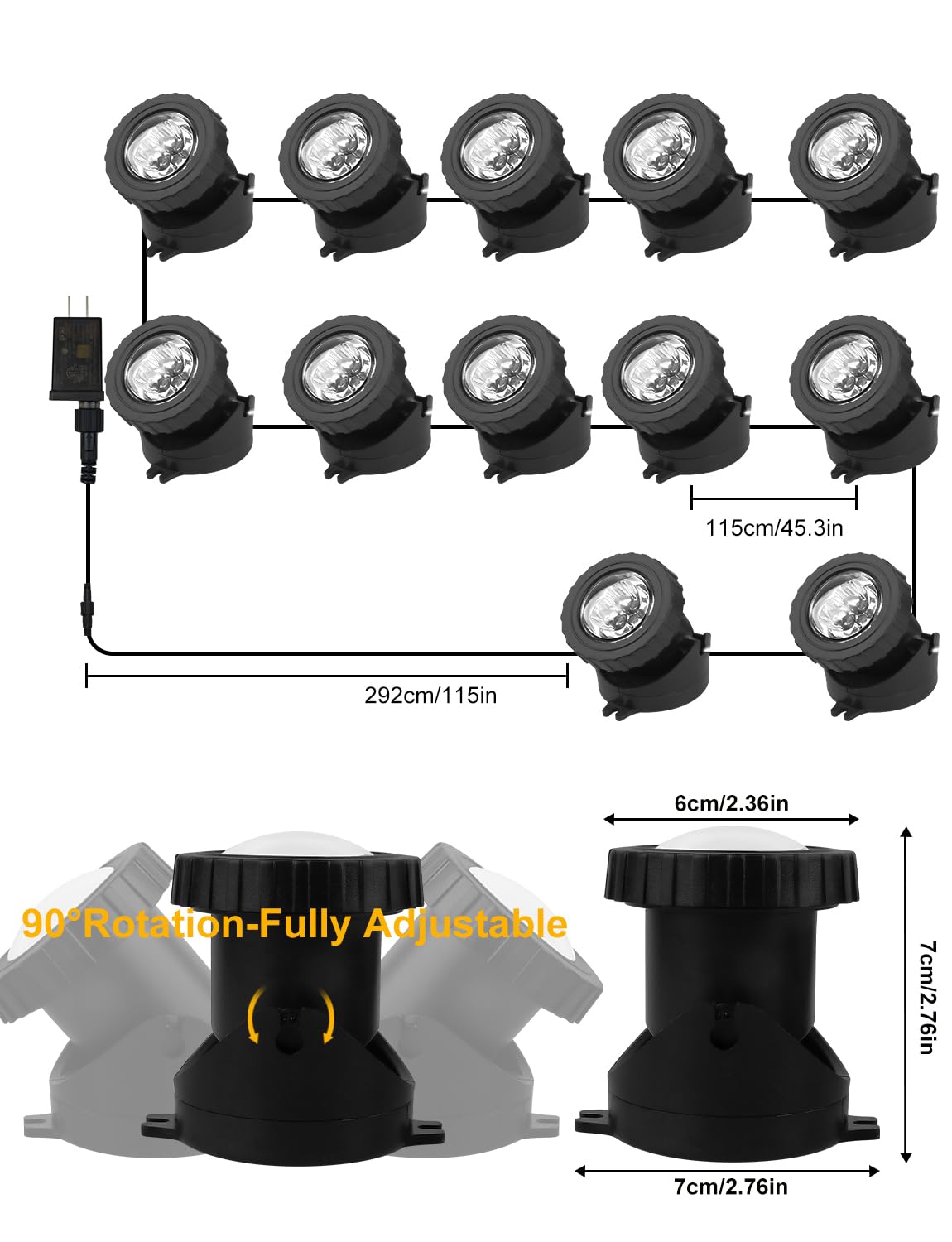 Crepow Rgb Underwater Pond Lights - 12 Ip68 Waterproof Led Spotlights With Bluetooth Control