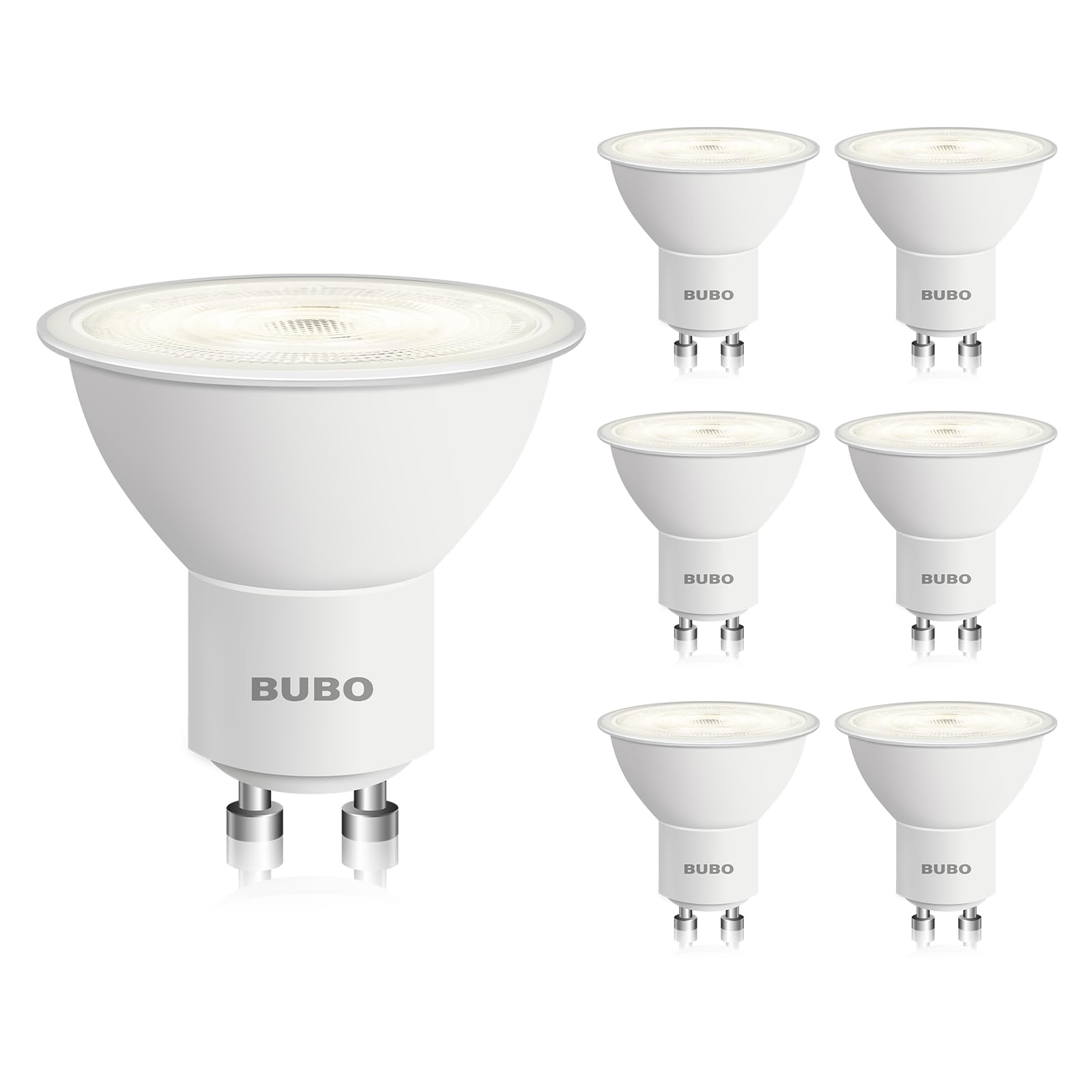 BUBO GU10 LED Bulb 6W Equivalent 4000K Cool White 650 Lumens MR16 Replacement 6 Pack