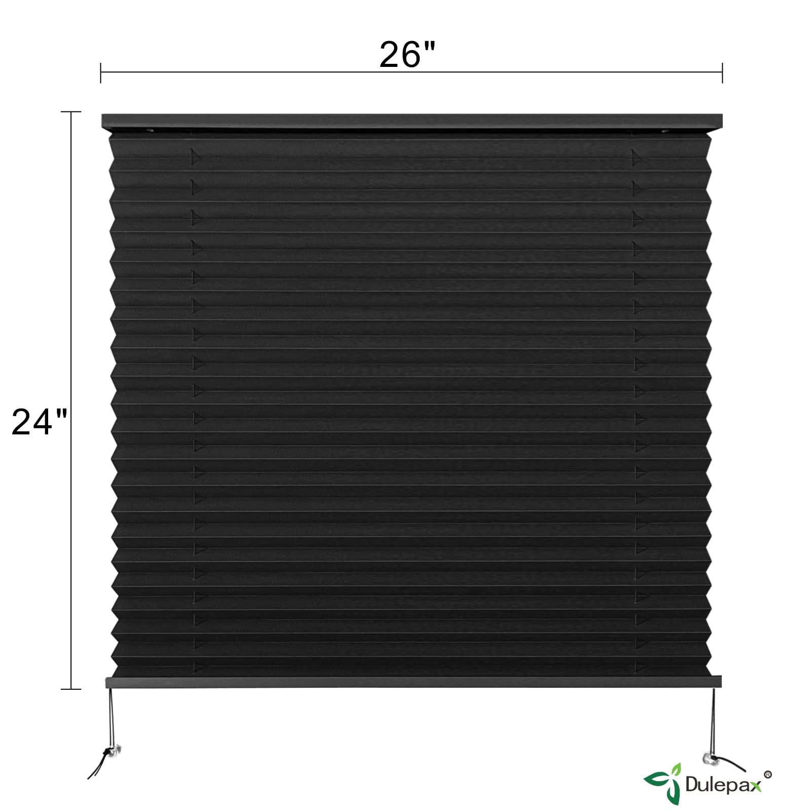 Dulepax RV Pleated Shades 26" W x 24" L Black - RV Blinds for Travel Trailers & Motorhomes, Model S76324