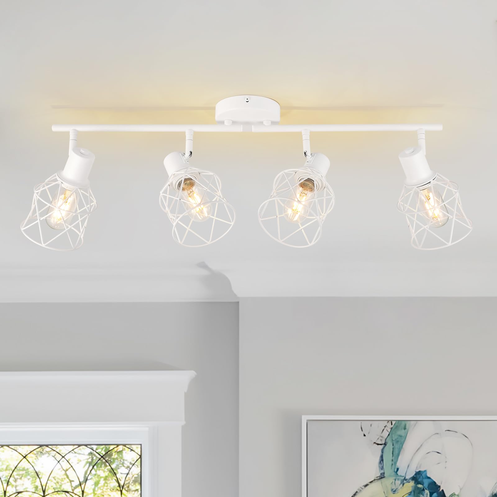 Wilon Track Lighting Fixtures, Flush Mount Ceiling Spot Lights Modern Dining Room 4 Light Fixture 4 Way Track Light White Kitche