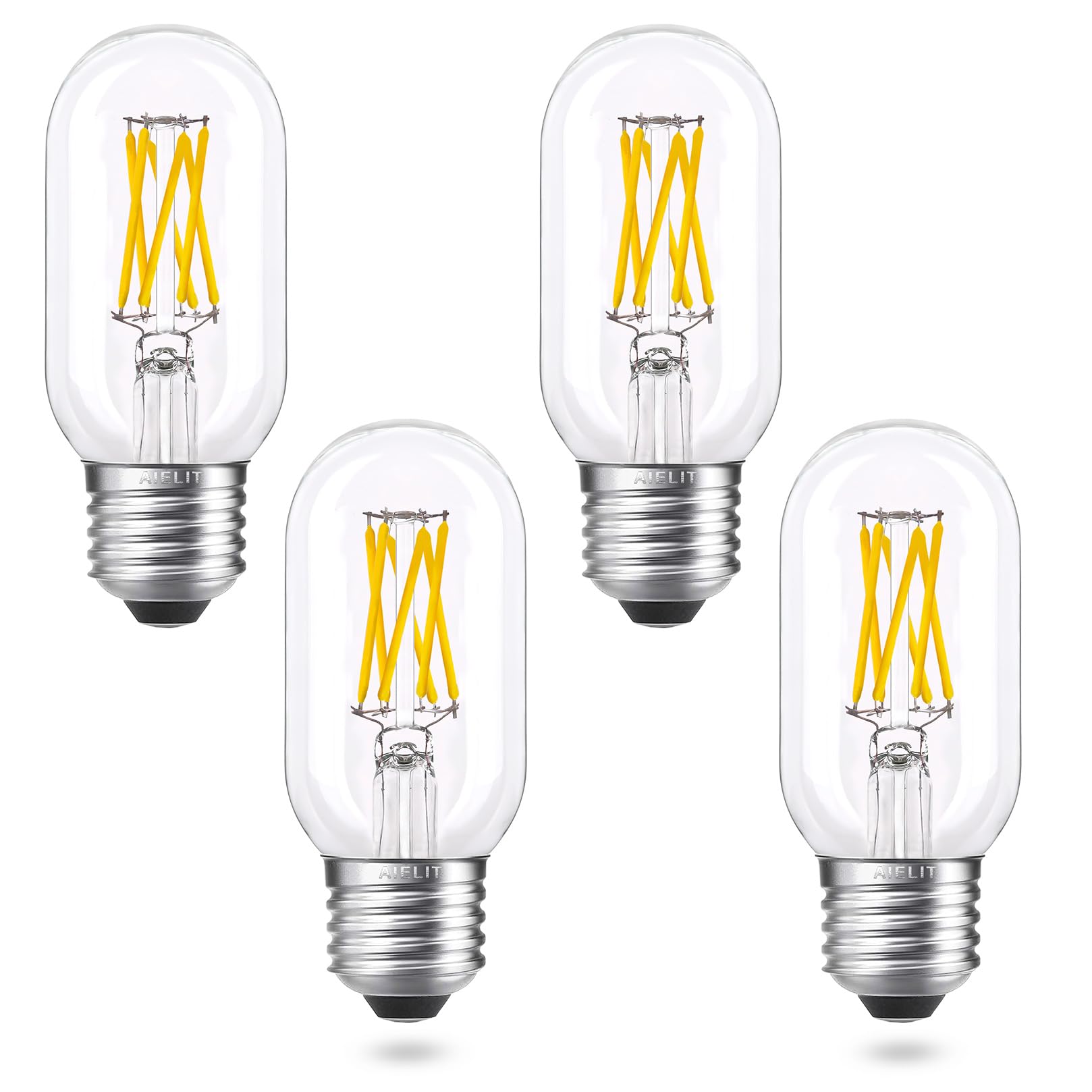 Aielit T45/T14 6W E26 Led Tube Bulb 60 Watt Equivalent, Dimmable(0-100%), Soft White 3000K, Antique Edison Filament Light Bulbs 
