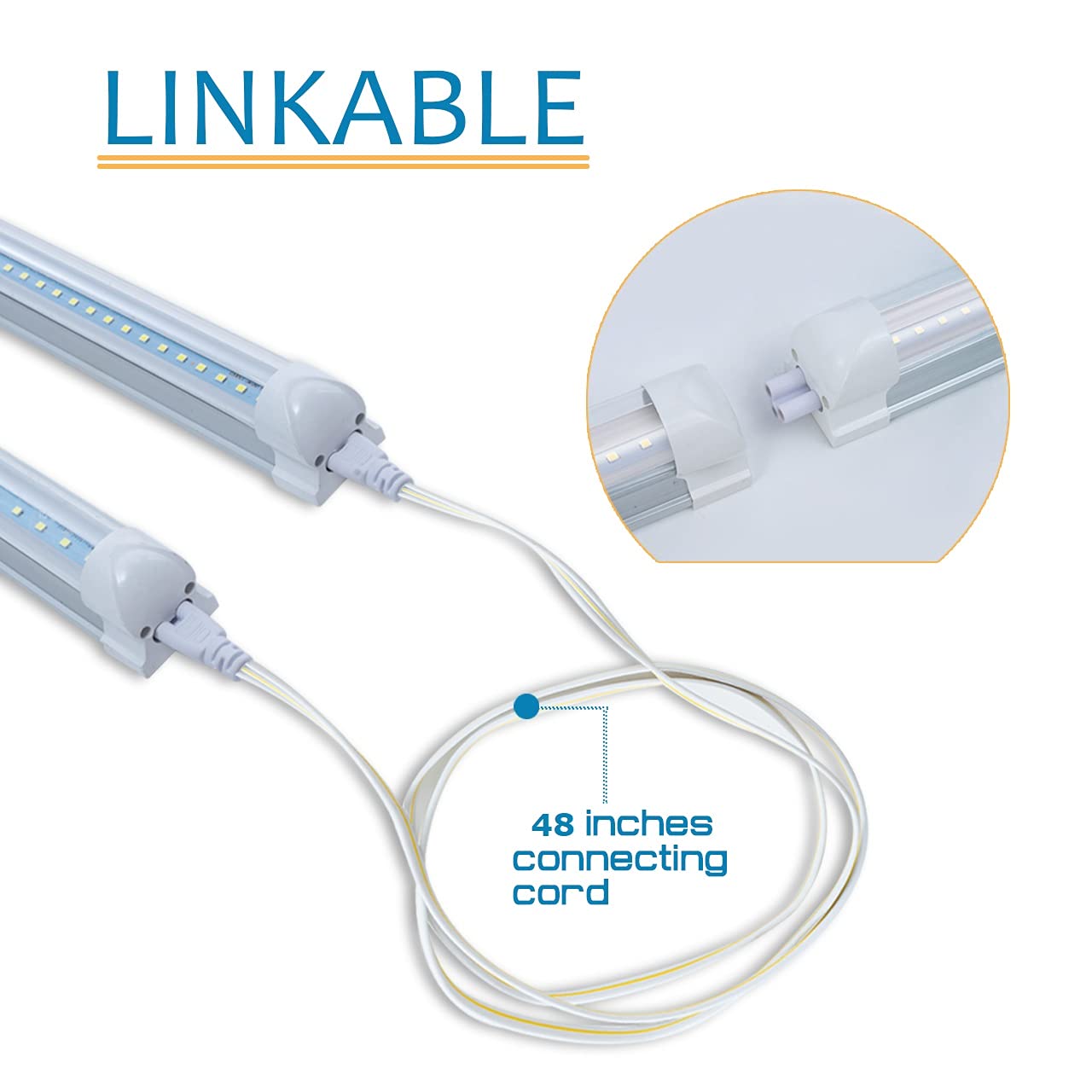 WAHADI 4FT T8 LED Integrated Tube Light Fixture, 24W Bright White, Clear Cover, 6-Pack, Model IT8-C4FT