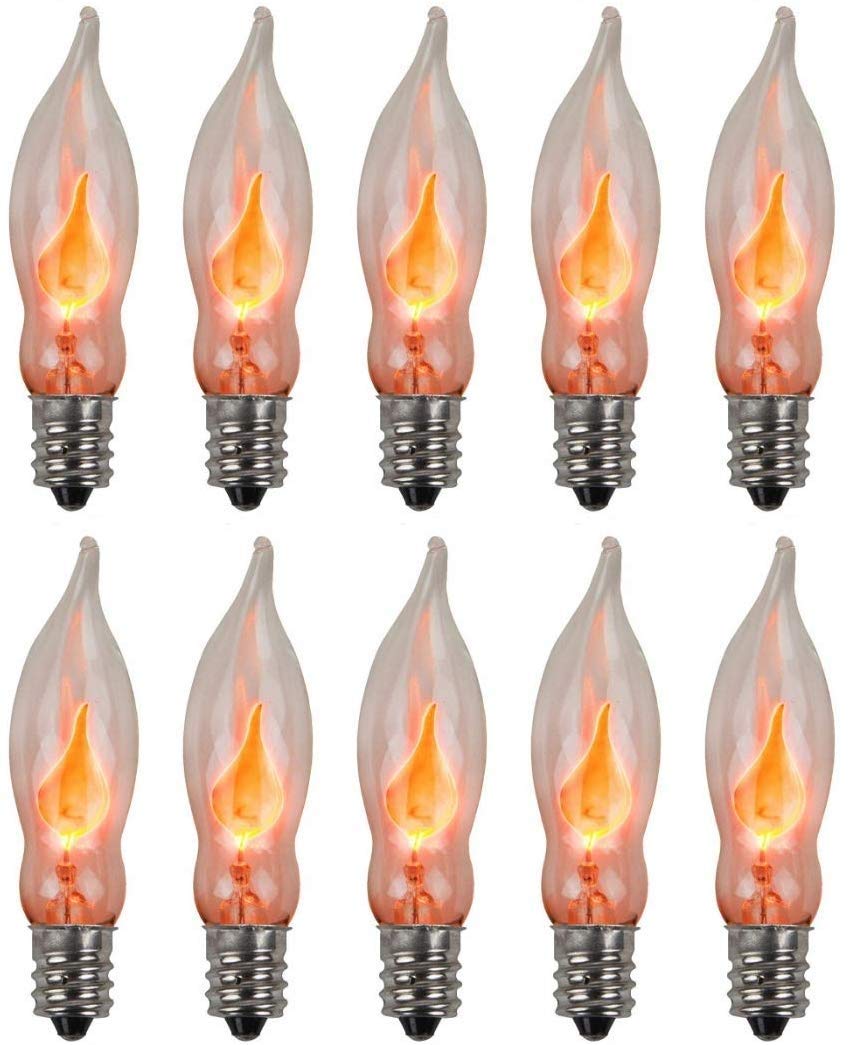 Creative Hobbies Flicker Flame Light Bulb - 3 Watt, E12 Candelabra Base, Orange Glow, Pack of 10, Model A101