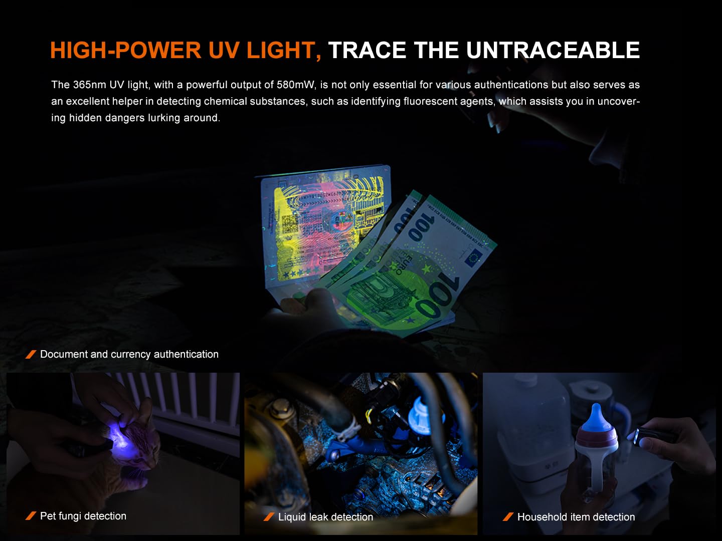 Fenix E06R 700 Lumen 3-In-1 Edc Keychain Flashlight, Usb-C Rechargeable, Includes Uv Light And Lumentac Organizier (Grey)
