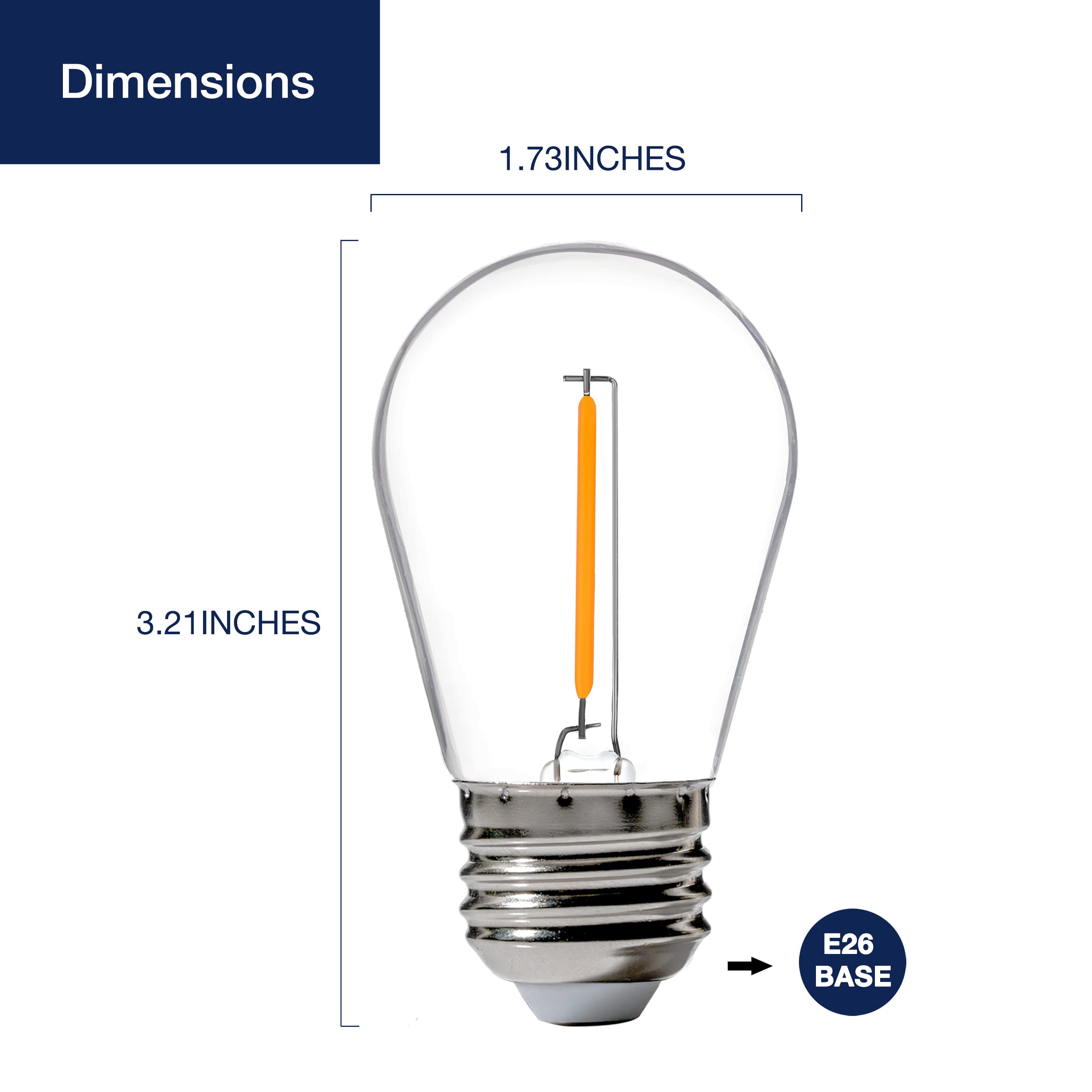 FLSNT 30 Pack LED S14 Replacement Bulbs, E26 Base, 2200K Warm White, Non-Dimmable Outdoor String Light Bulbs