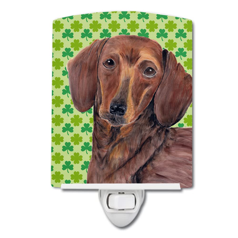 Carolines Treasures Ceramic Night Light, Dachshund St. Patricks Day Design, 6x4x3in, Multicolor, Model SC9288CNL