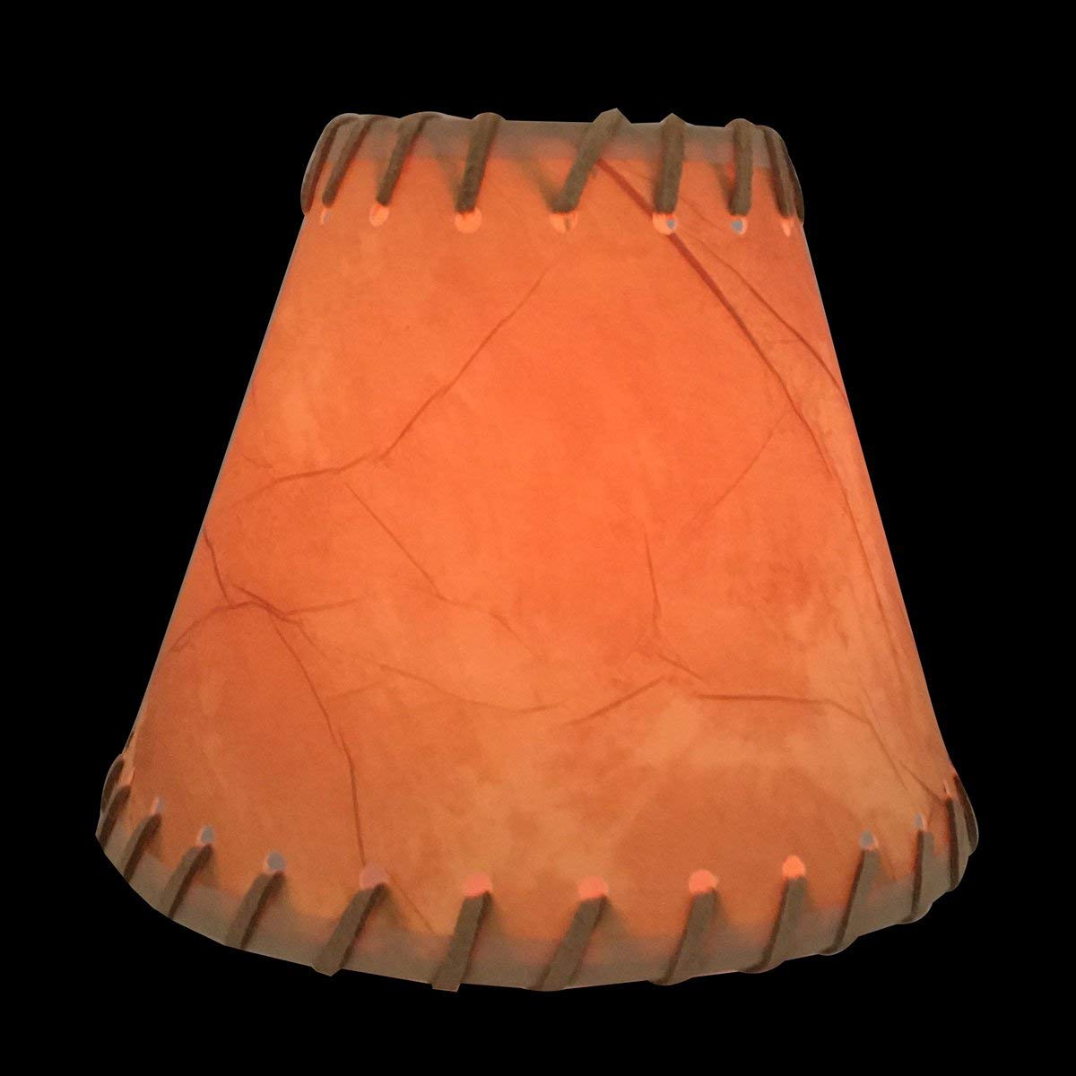 Royal Designs, Inc. Round Faux Leather Chandelier Shade CS-973, Medium Brown, 3in x 6in x 5in, Brass Material
