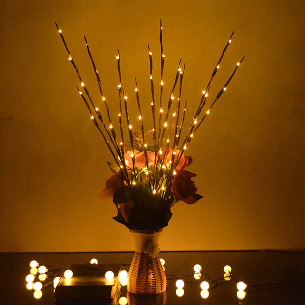 Uonlytech 60 LEDs Solar Powered Twig Lights - 82cm Warm Light Artificial Branch for Christmas & Home Decoration