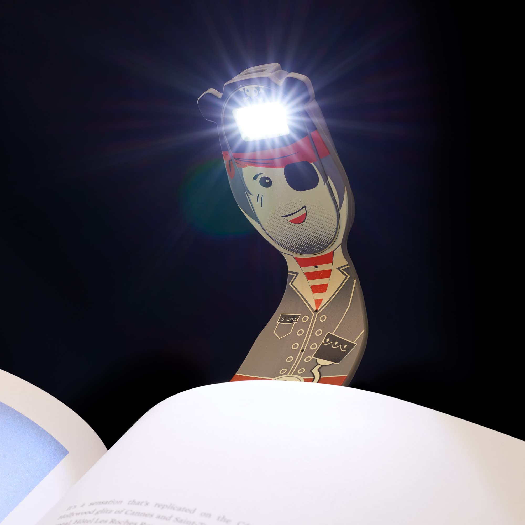Gifts for Readers & Writers Flexilight Pal Bookmark Light | LED Clip On Lamp | Rechargeable | Plastic | Pirate