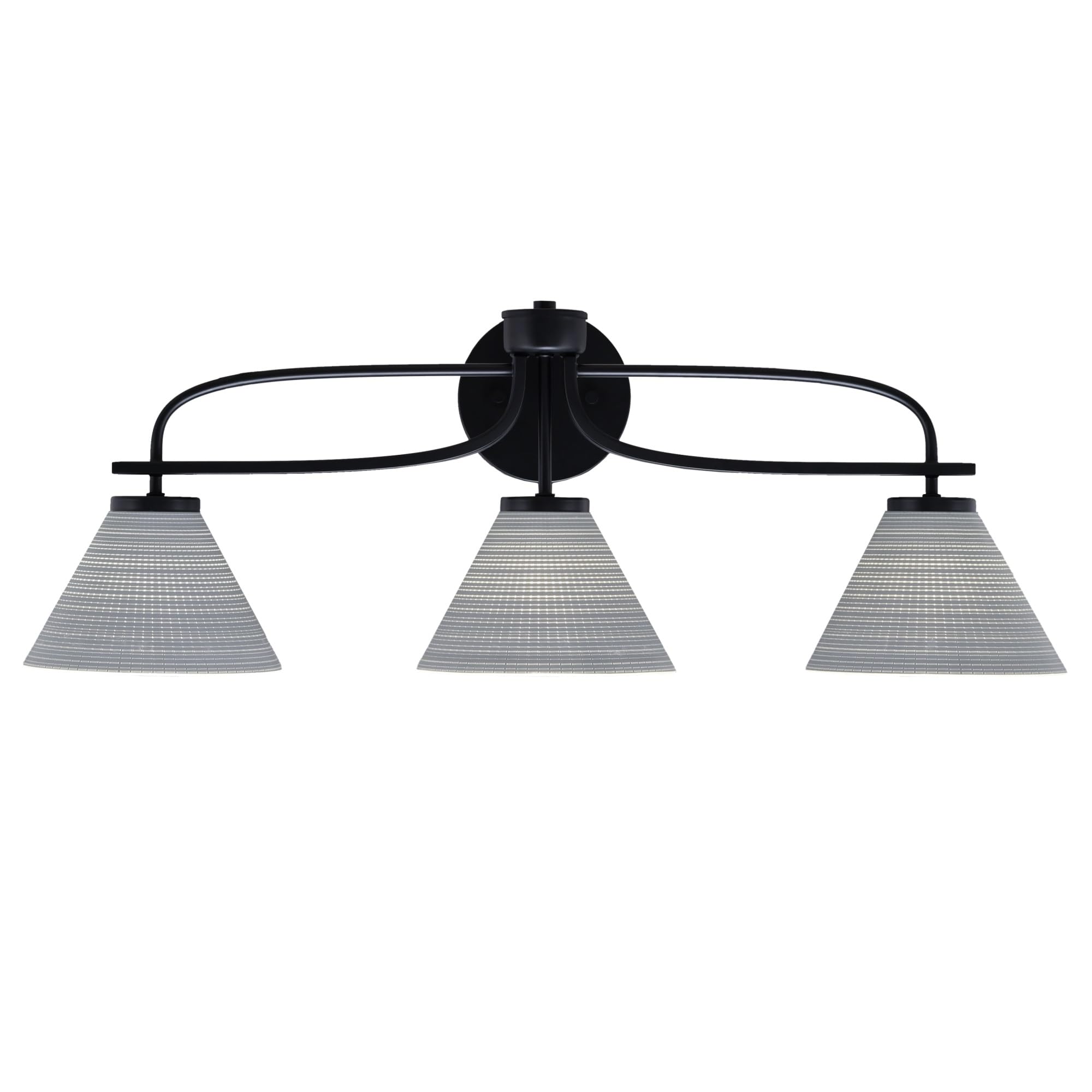 Cavella 3 Light Bath Bar Shown In Matte Black Finish With 7" Gray Matrix Glass