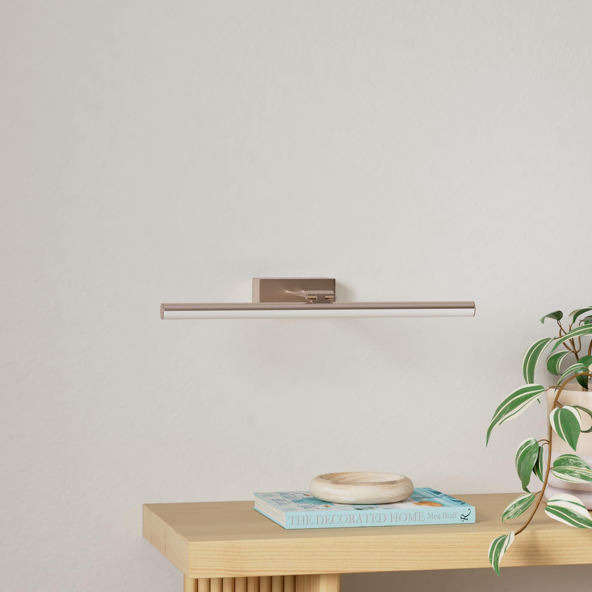 RAIFOOLLY Picture Light, 16in Battery Operated, Remote Control, Dimmable, Metal, Rose Gold, Model RF00131