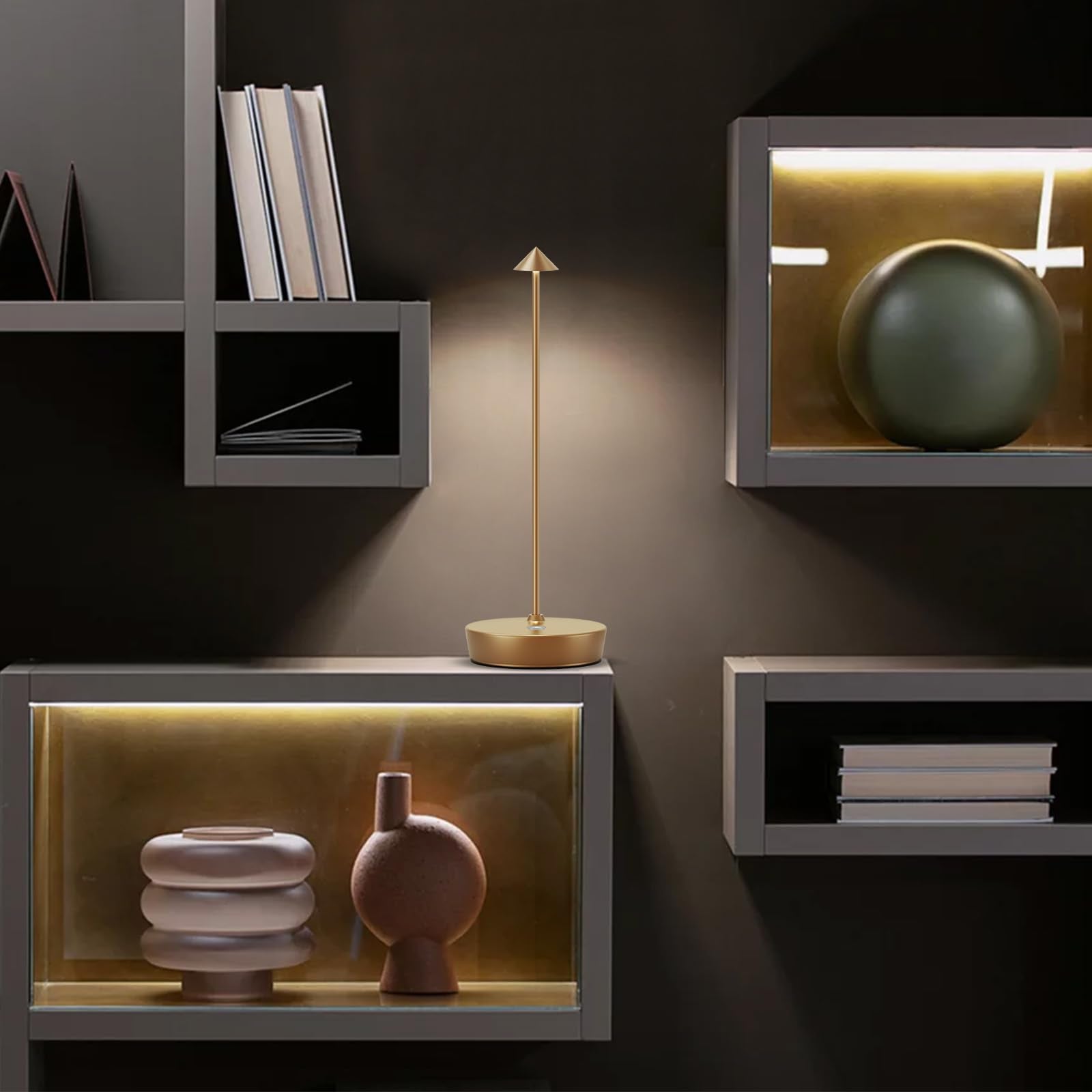 ZenithLight 2 Pack LED Cordless Table Lamp, 6000mAh Rechargeable Battery Operated Outdoor Waterproof Stepless Dimming Modern Por